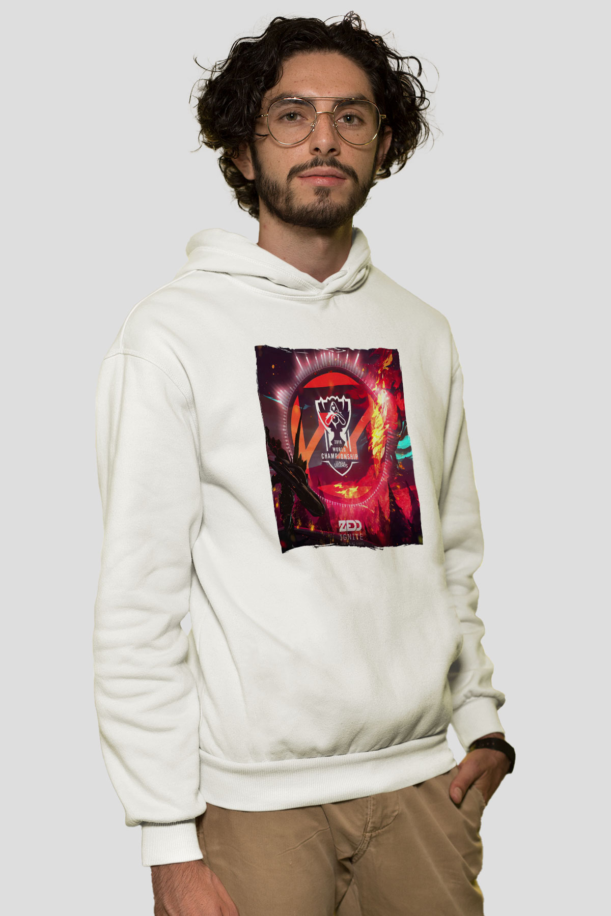 Zedd Beyaz Unisex Kapüşonlu Sweatshirt
