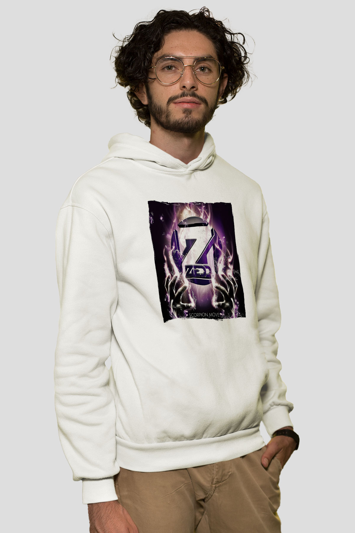 Zedd Beyaz Unisex Kapüşonlu Sweatshirt