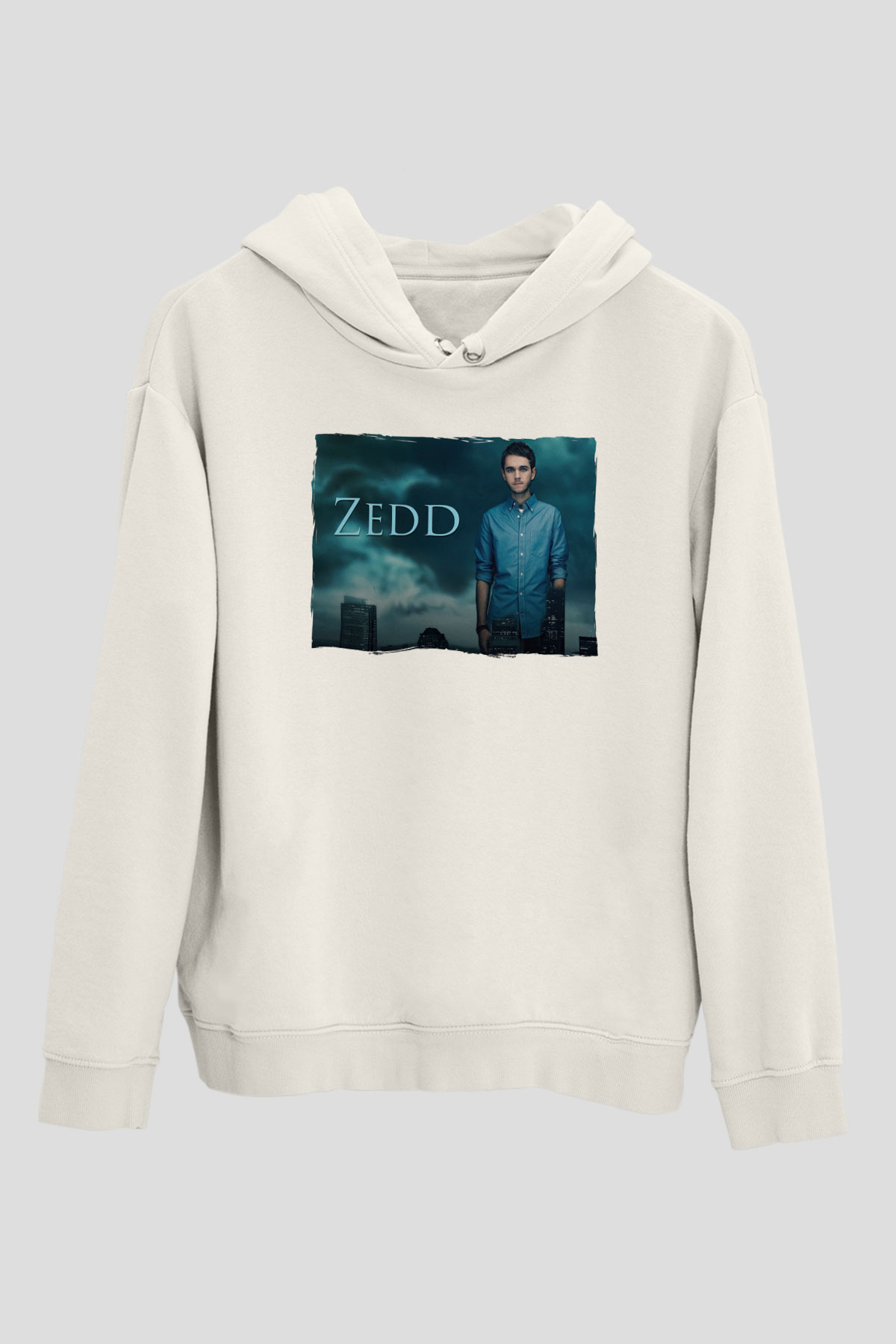 Zedd Beyaz Unisex Kapüşonlu Sweatshirt