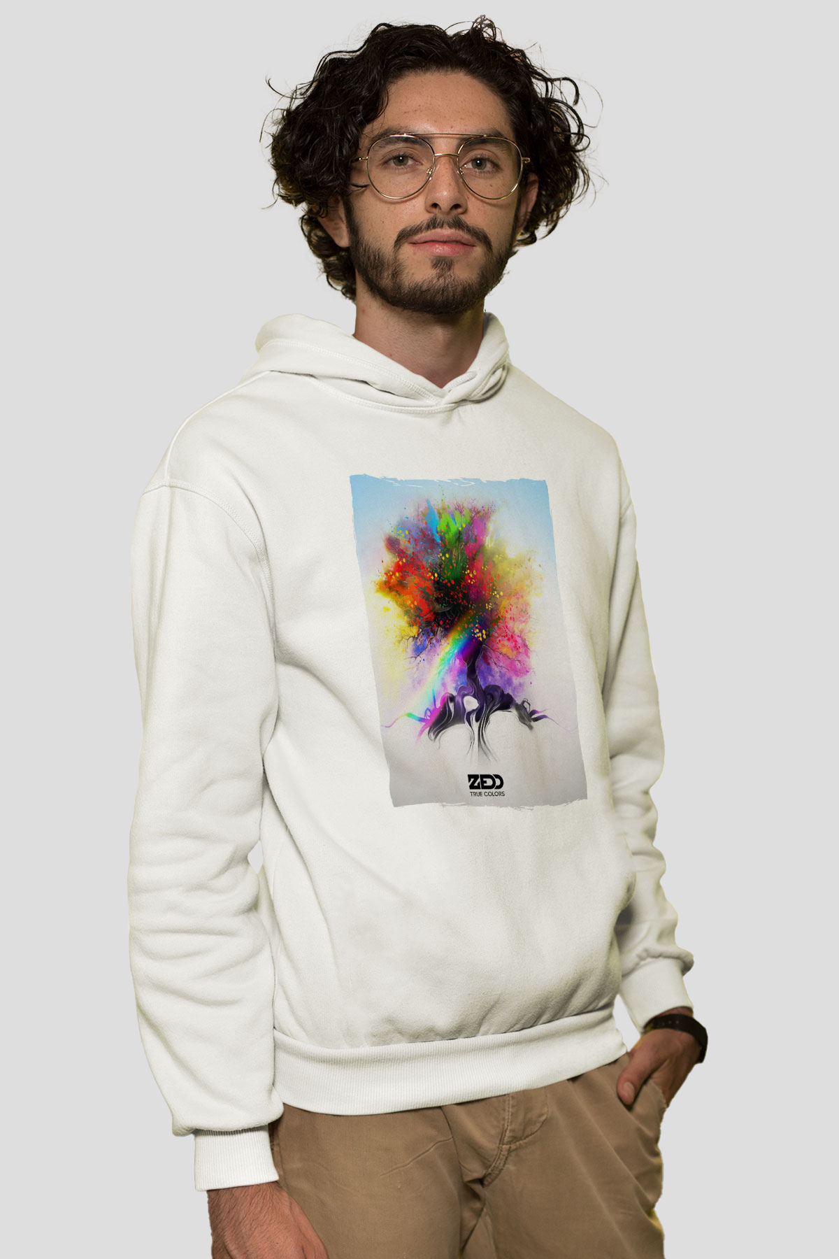 Zedd Beyaz Unisex Kapüşonlu Sweatshirt