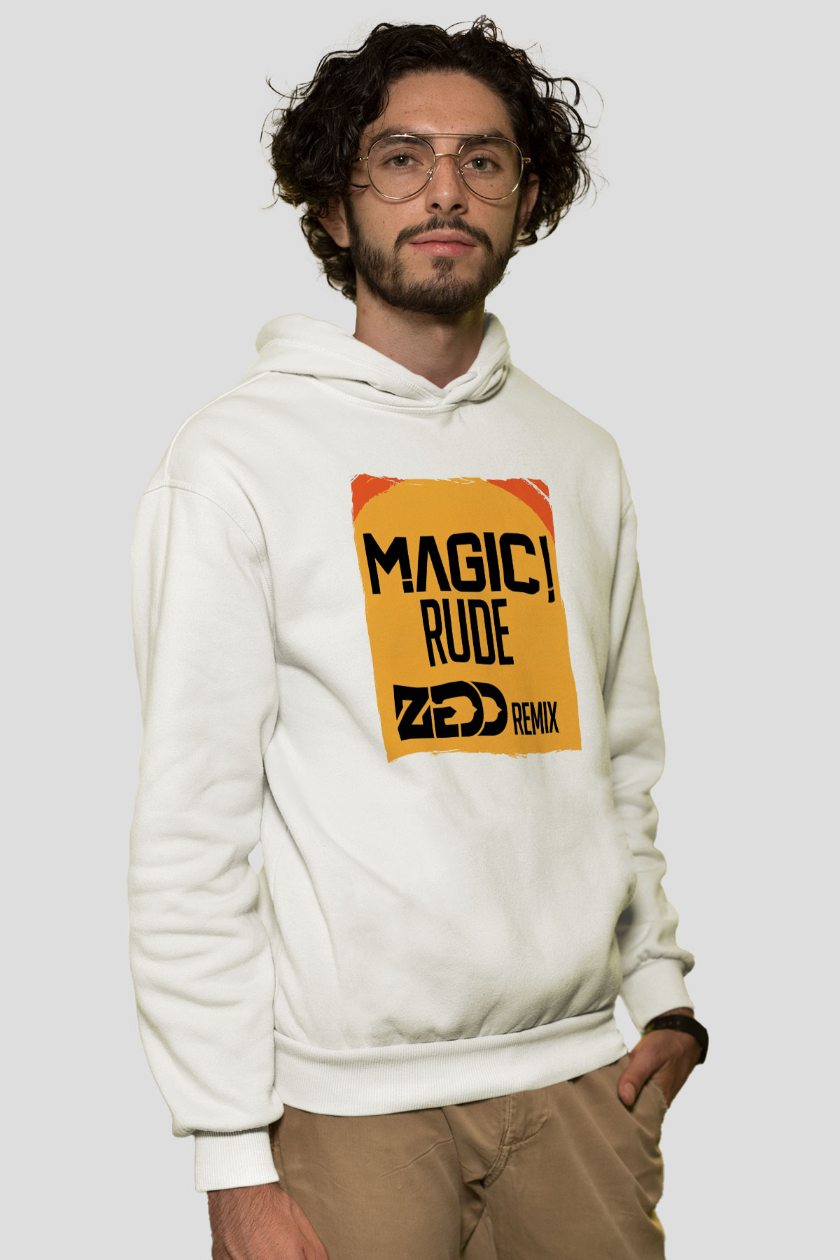 Zedd Beyaz Unisex Kapüşonlu Sweatshirt