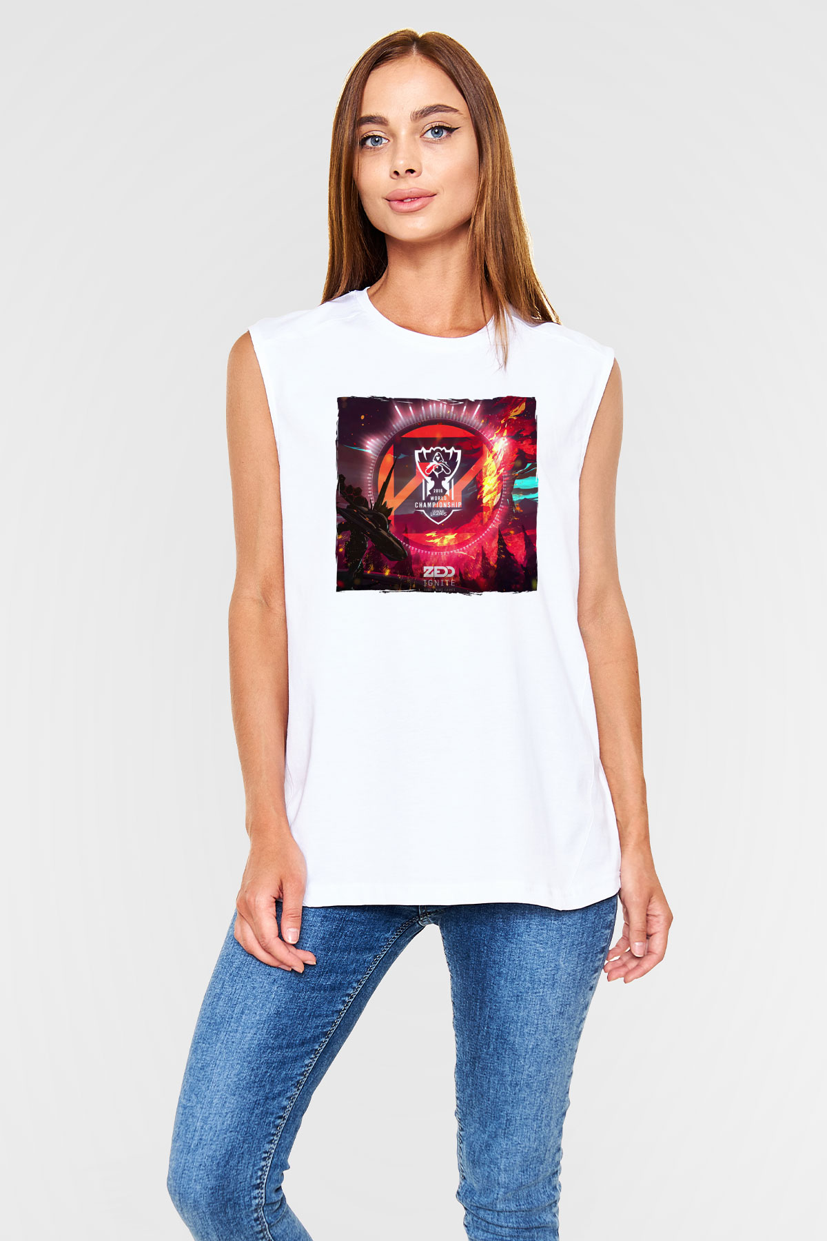 Zedd Beyaz Unisex Kolsuz Tişört