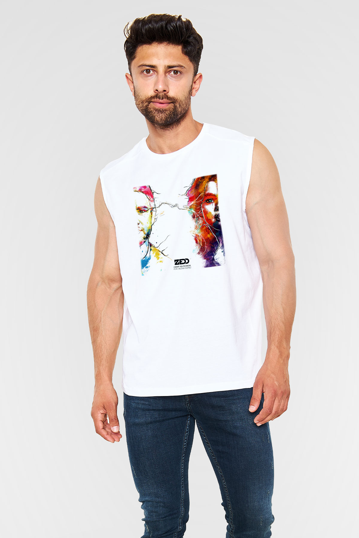 Zedd Beyaz Unisex Kolsuz Tişört