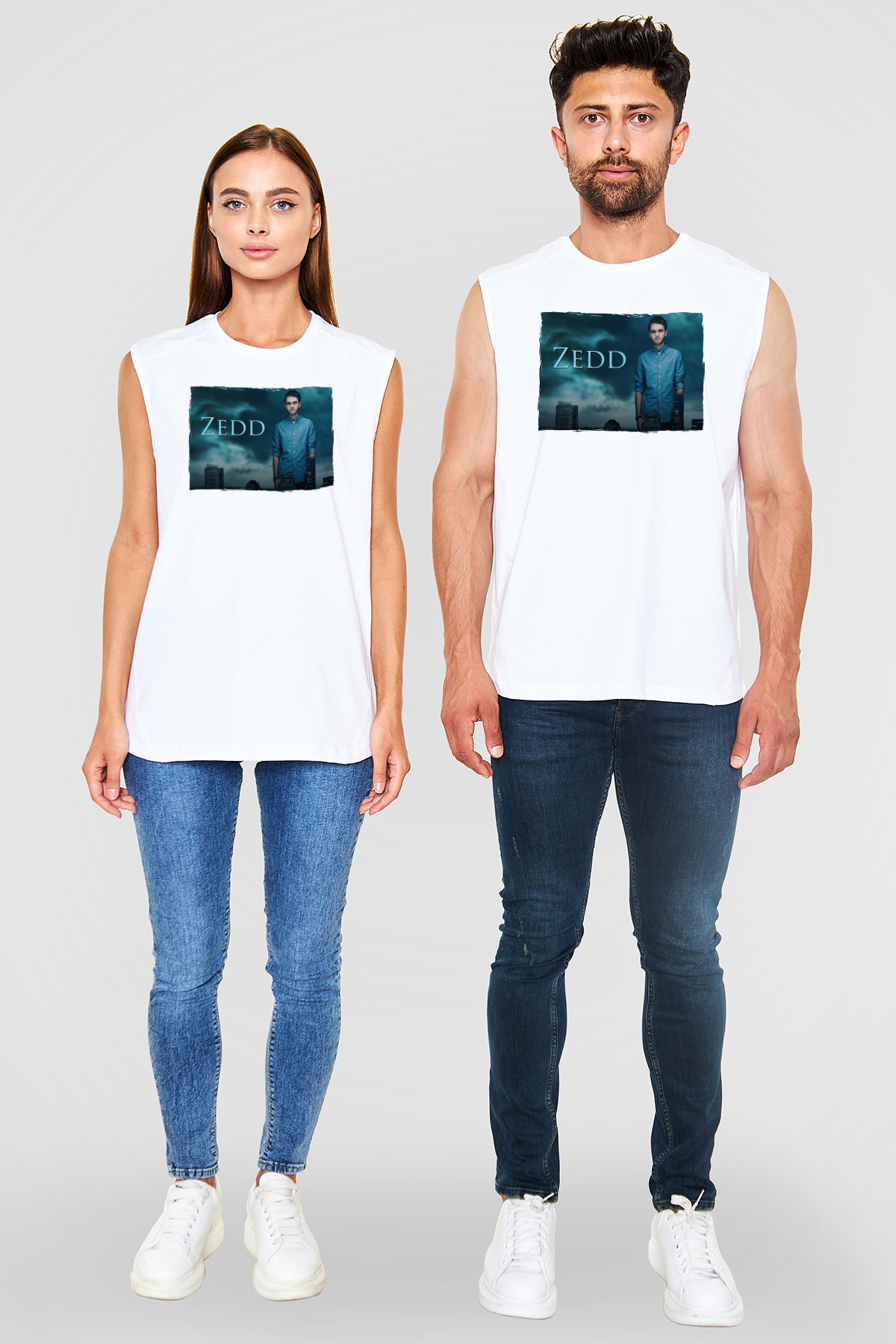 Zedd Beyaz Unisex Kolsuz Tişört