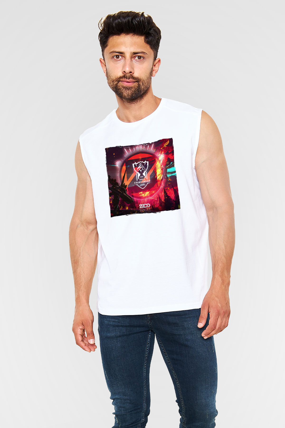 Zedd Beyaz Unisex Kolsuz Tişört