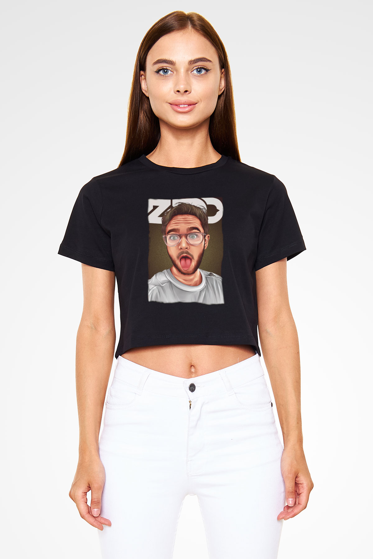 Zedd Siyah  Crop Top Tişört