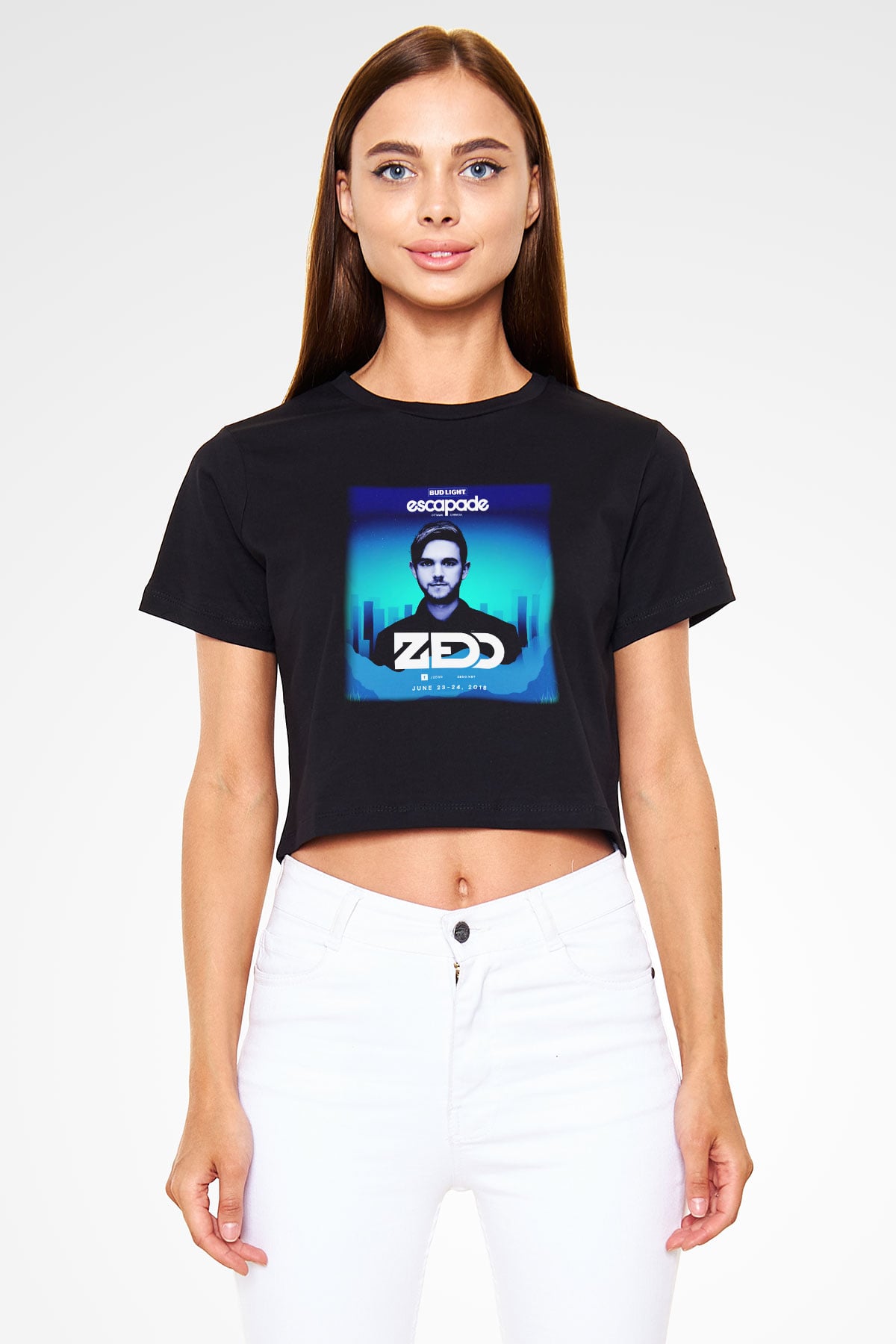 Zedd Siyah Crop Top Tişört