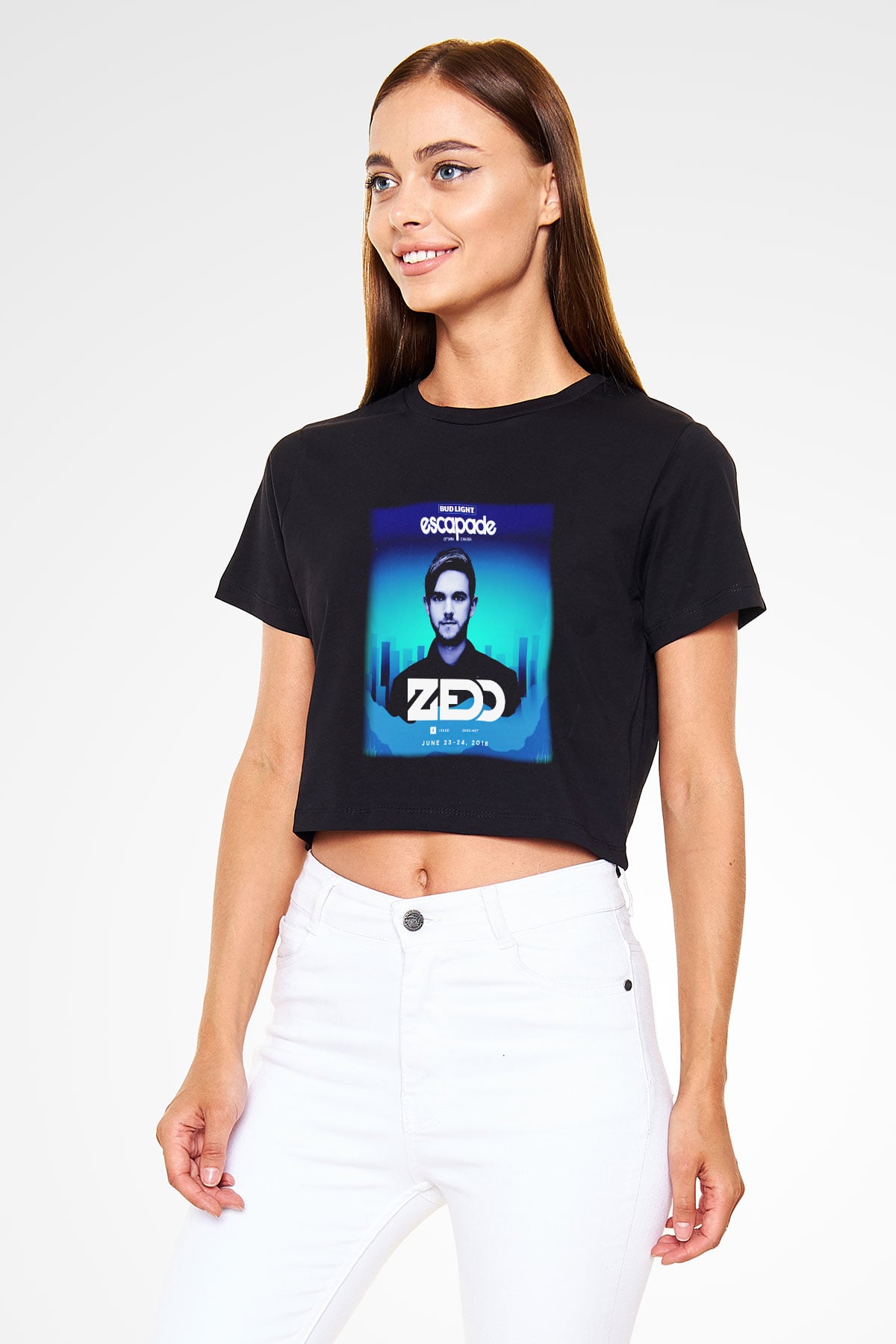 Zedd Siyah Crop Top Tişört