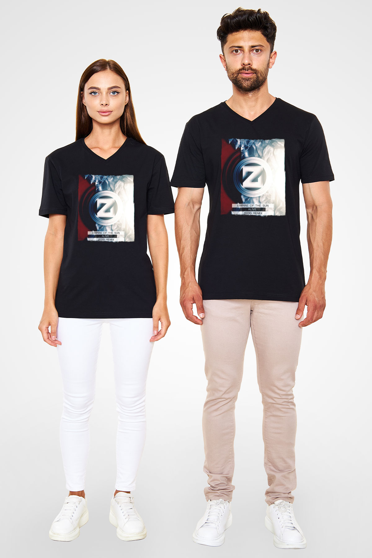 Zedd Siyah Unisex V Yaka Tişört