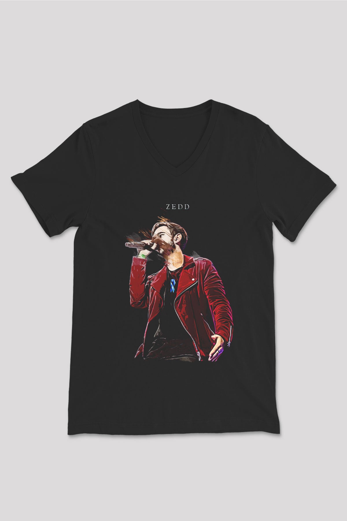 Zedd Siyah Unisex V Yaka Tişört