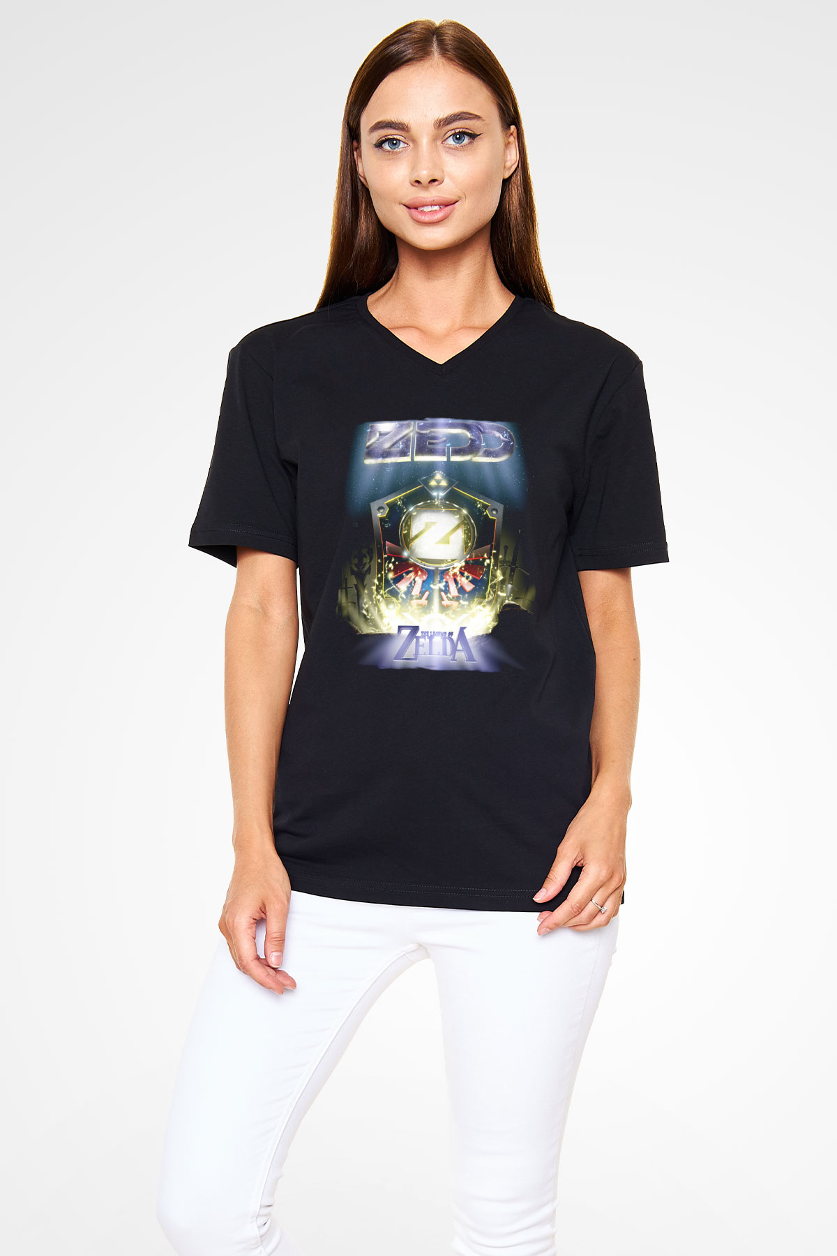Zedd Siyah Unisex V Yaka Tişört