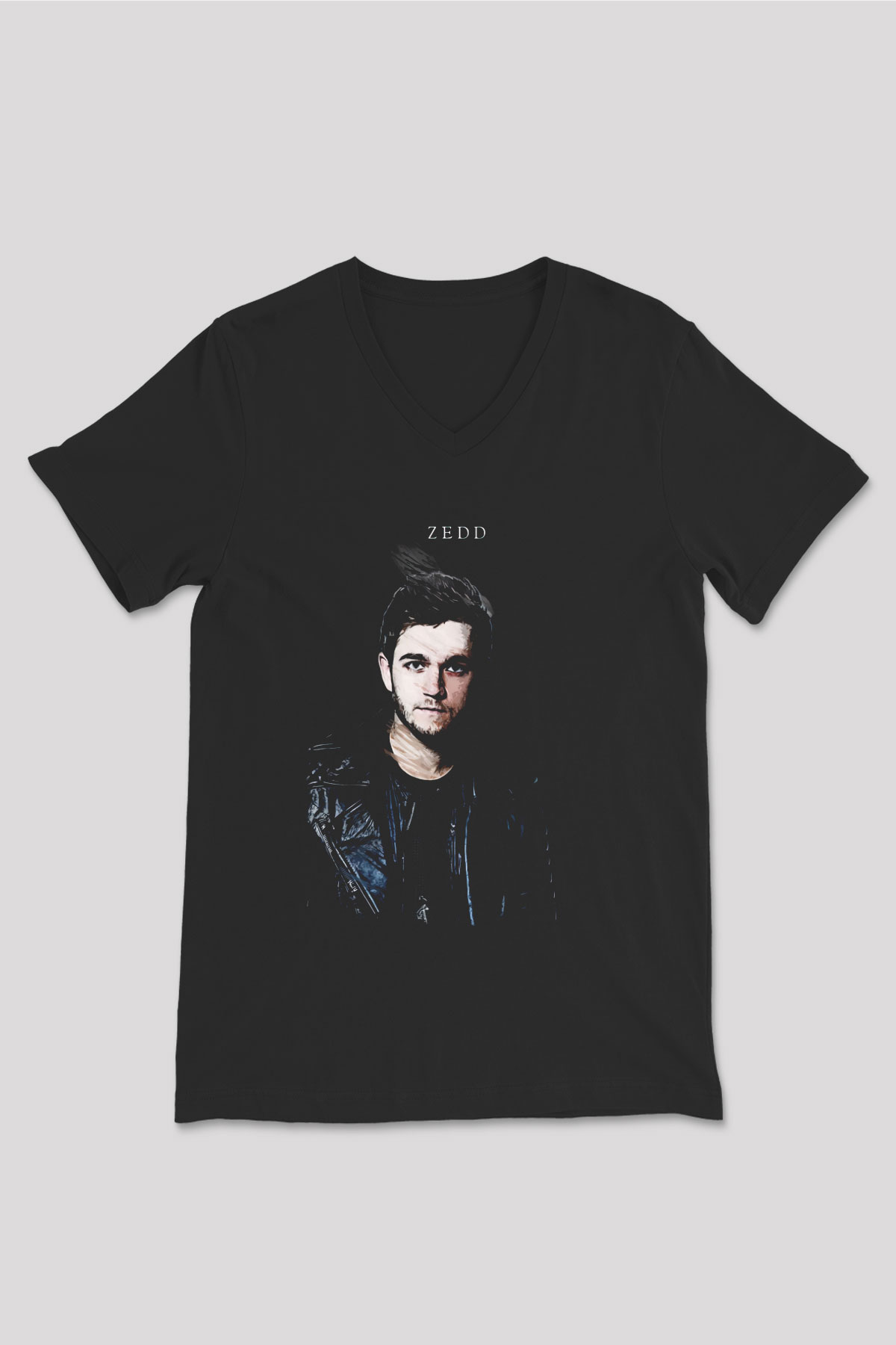 Zedd Siyah Unisex V Yaka Tişört