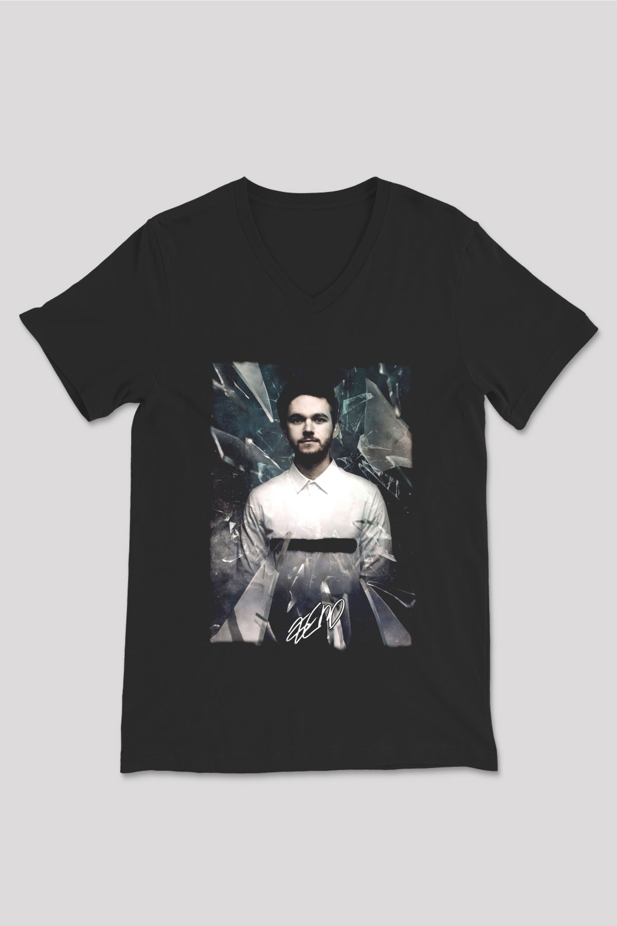 Zedd Siyah Unisex V Yaka Tişört