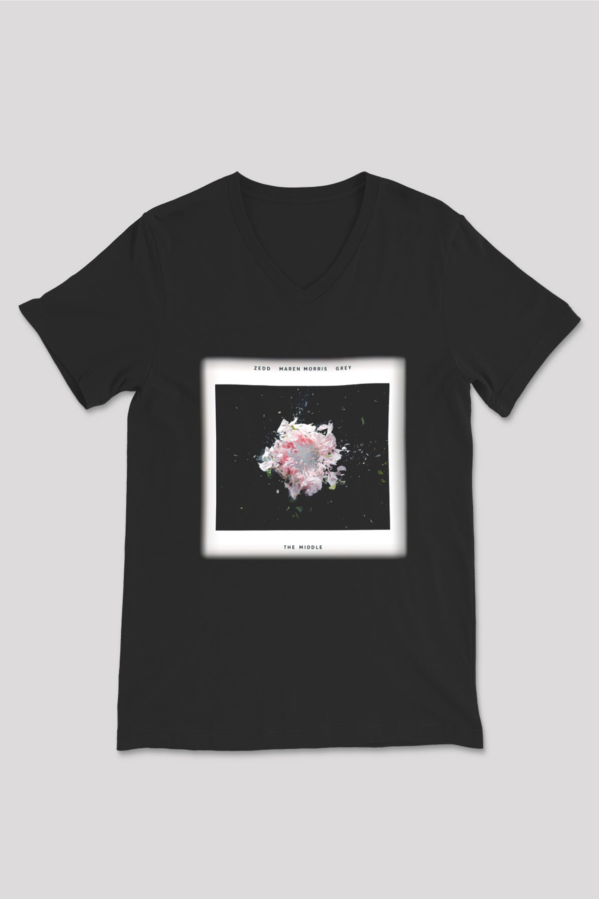 Zedd Siyah Unisex V Yaka Tişört T-Shirt