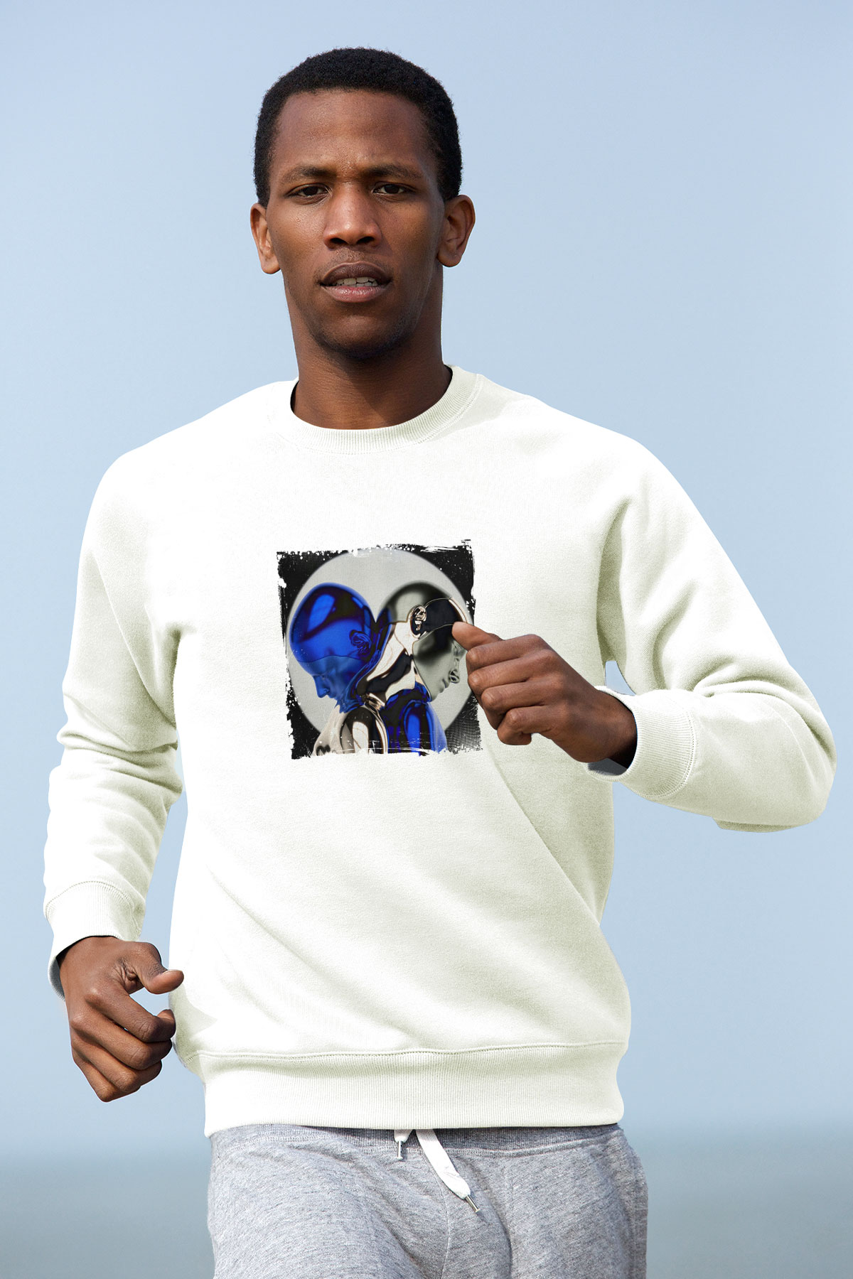 ZeddBaskılı Beyaz Sweatshirt