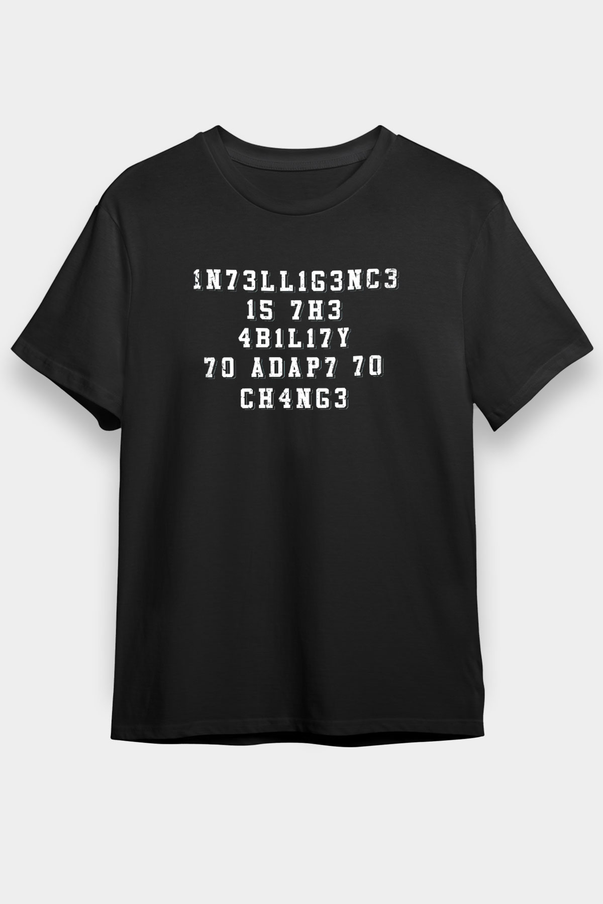 Zeka Tanımı Baskılı Unisex Siyah Tişört - Tshirt