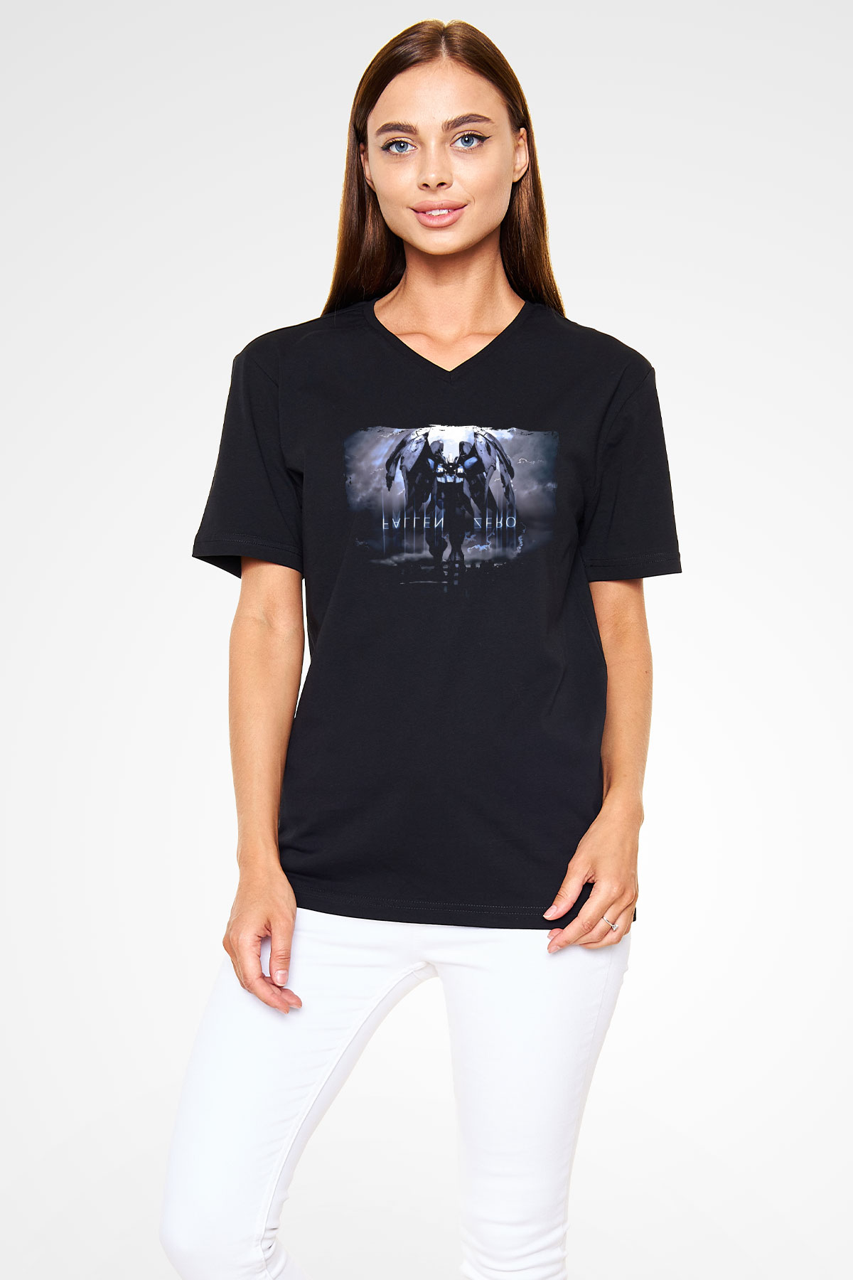 Zero Wing Siyah Unisex V Yaka Tişört
