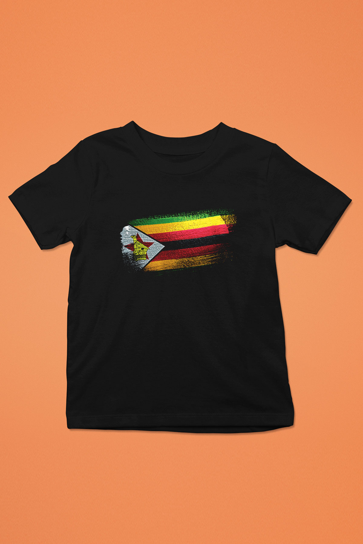 Zimbabve - Zimbabwe Bayrağı Baskılı Unisex Siyah Çocuk Tişörtü