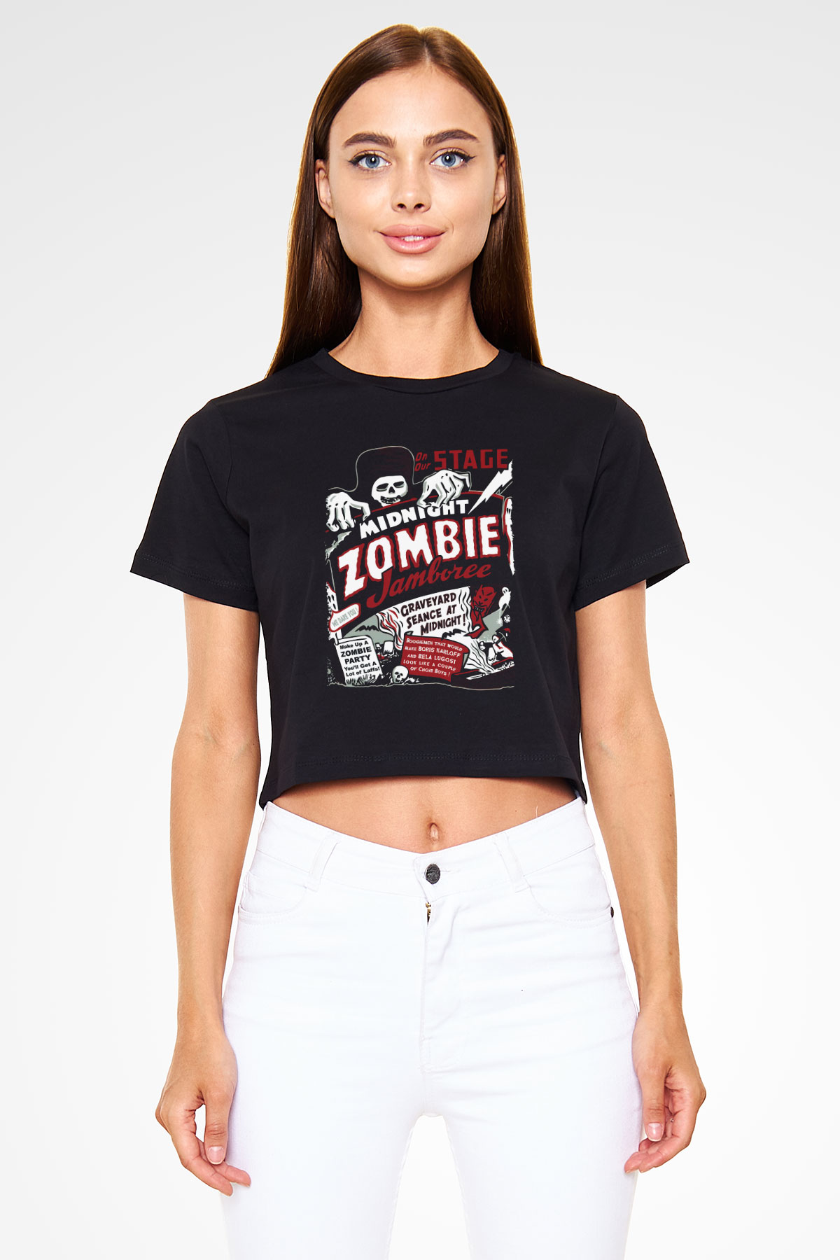 Zombi Siyah  Crop Top Tişört