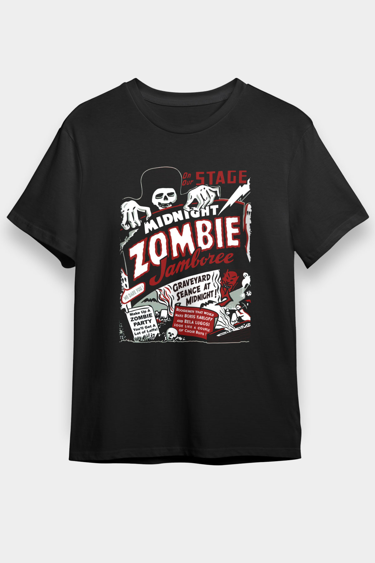 Zombi Siyah Unisex Tişört T-Shirt