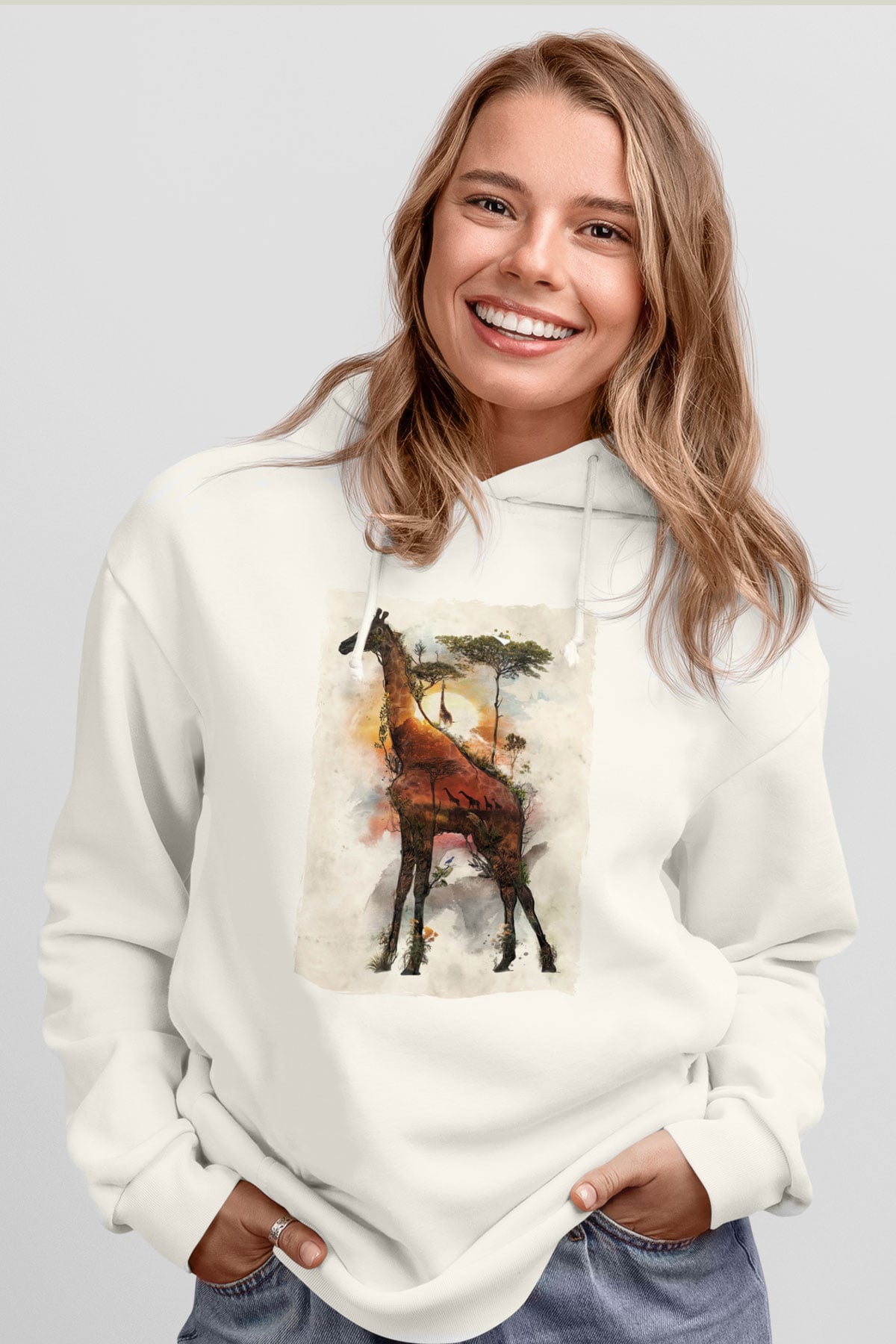 ZürafaBeyaz  Unisex Hoodie