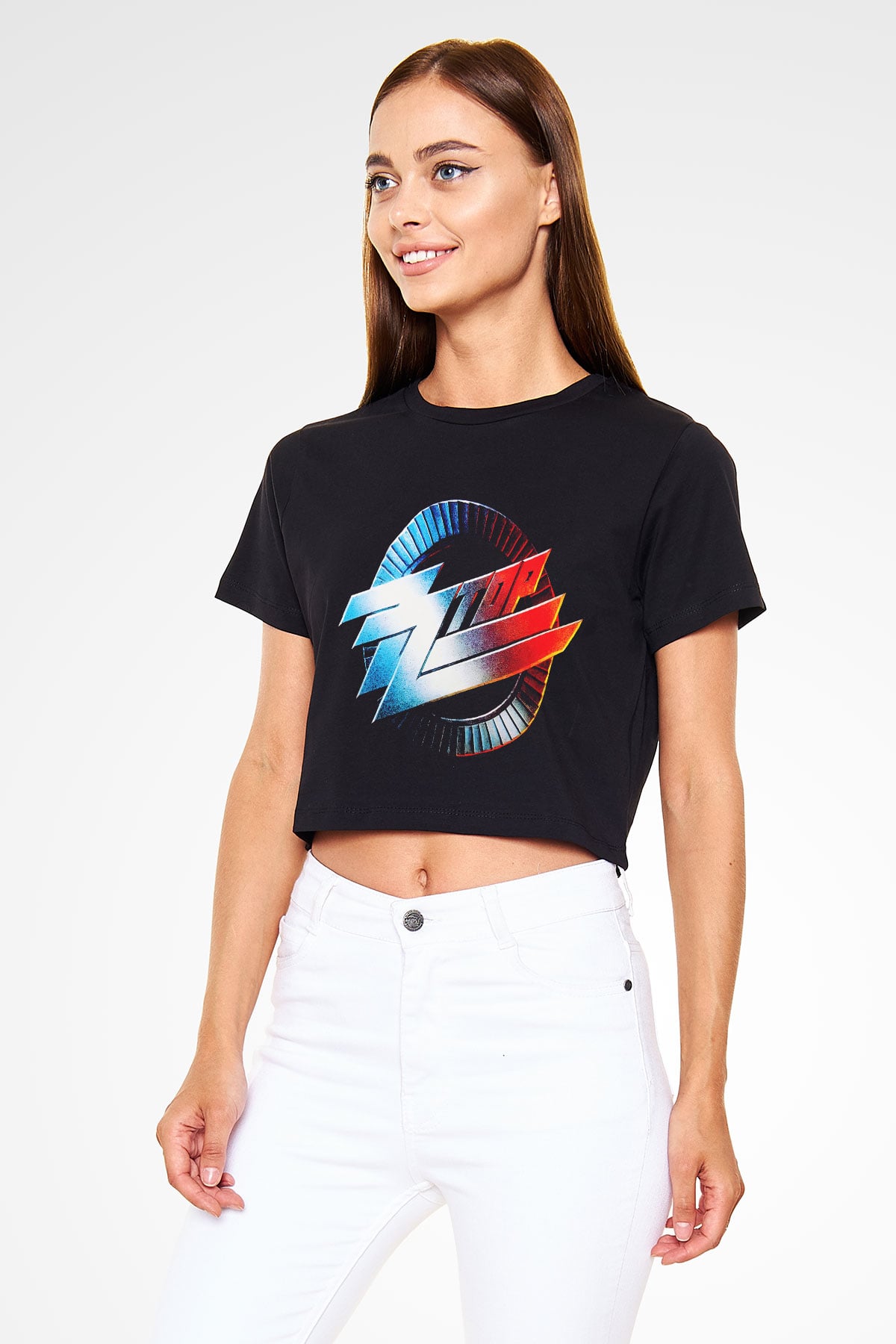 ZZ Top Siyah Crop Top Tişört
