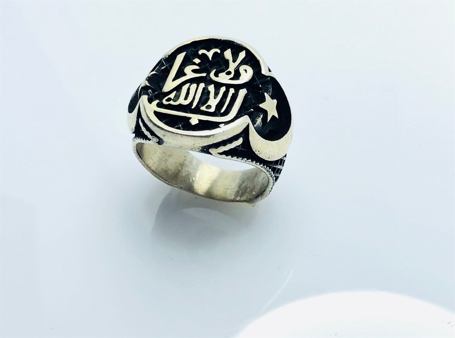 Allah'tan Başka Galip Yoktur Tasarım Erkek Gümüş Yüzük