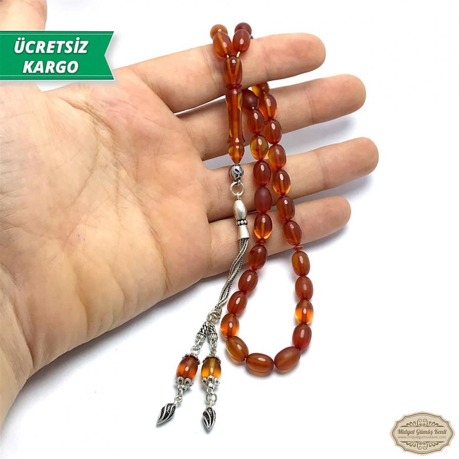 Arpa Kesim Bal Rengi Sıkma Kehribar Tesbih