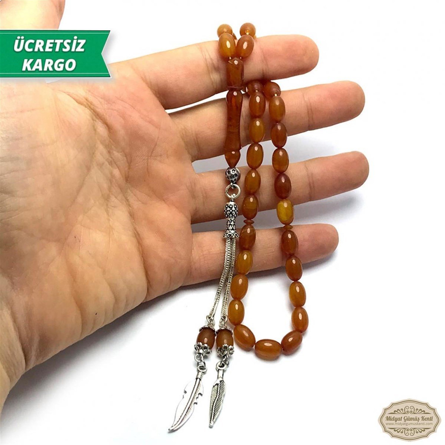 Arpa Kesim Bal Rengi Sıkma Kehribar Tesbih
