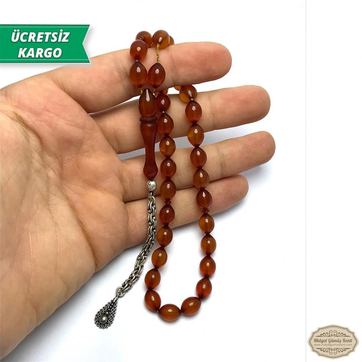 Arpa Kesim Bal Rengi Sıkma Kehribar Tesbih
