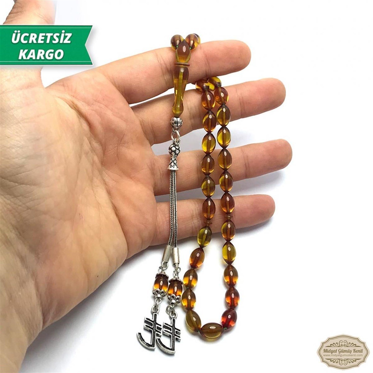 Arpa Kesim Zeytinyağı Renkte Ateş Kehribar Tesbih