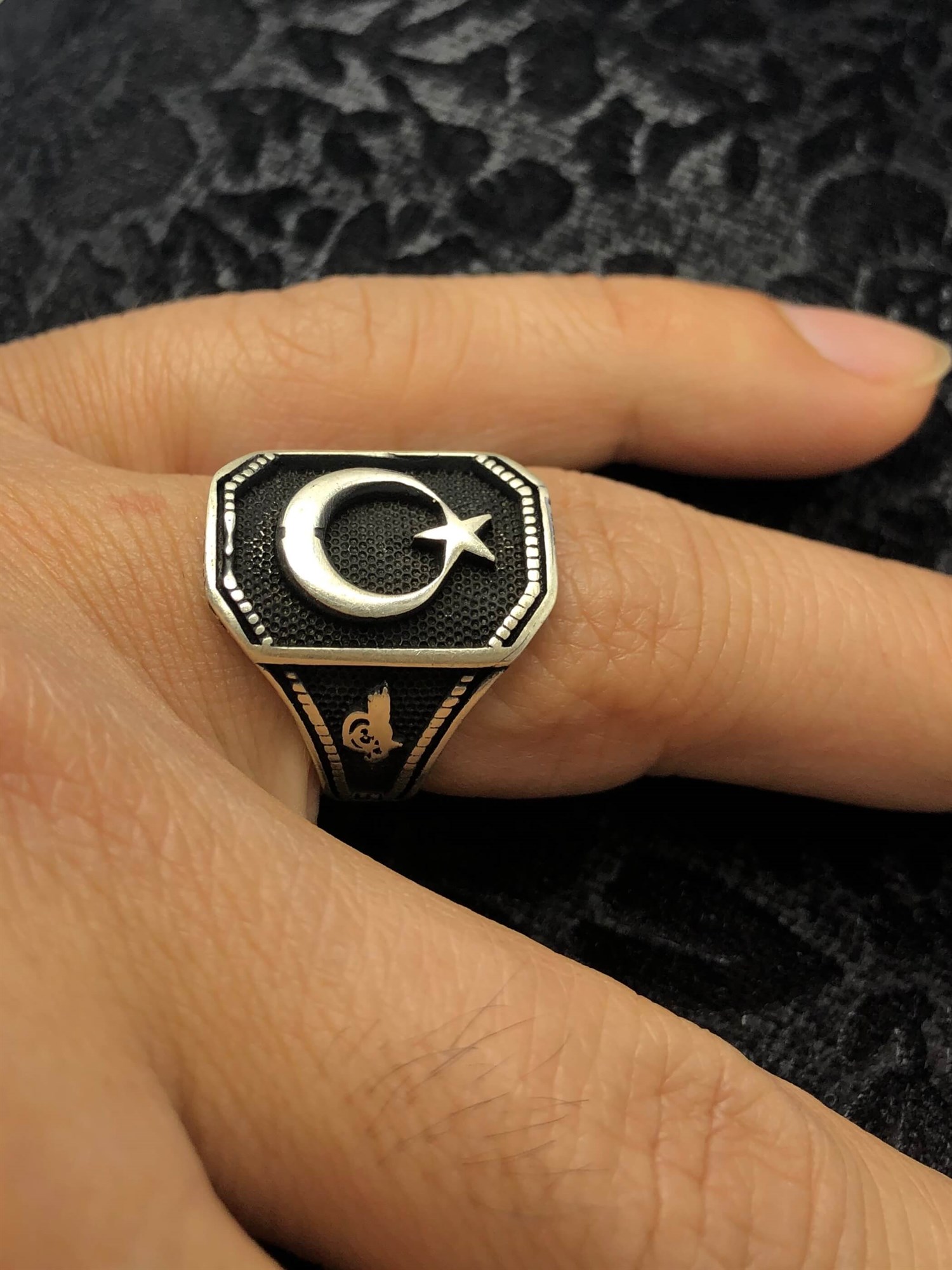 Ay Yıldız Tasarım 925 Ayar Erkek Gümüş Yüzük