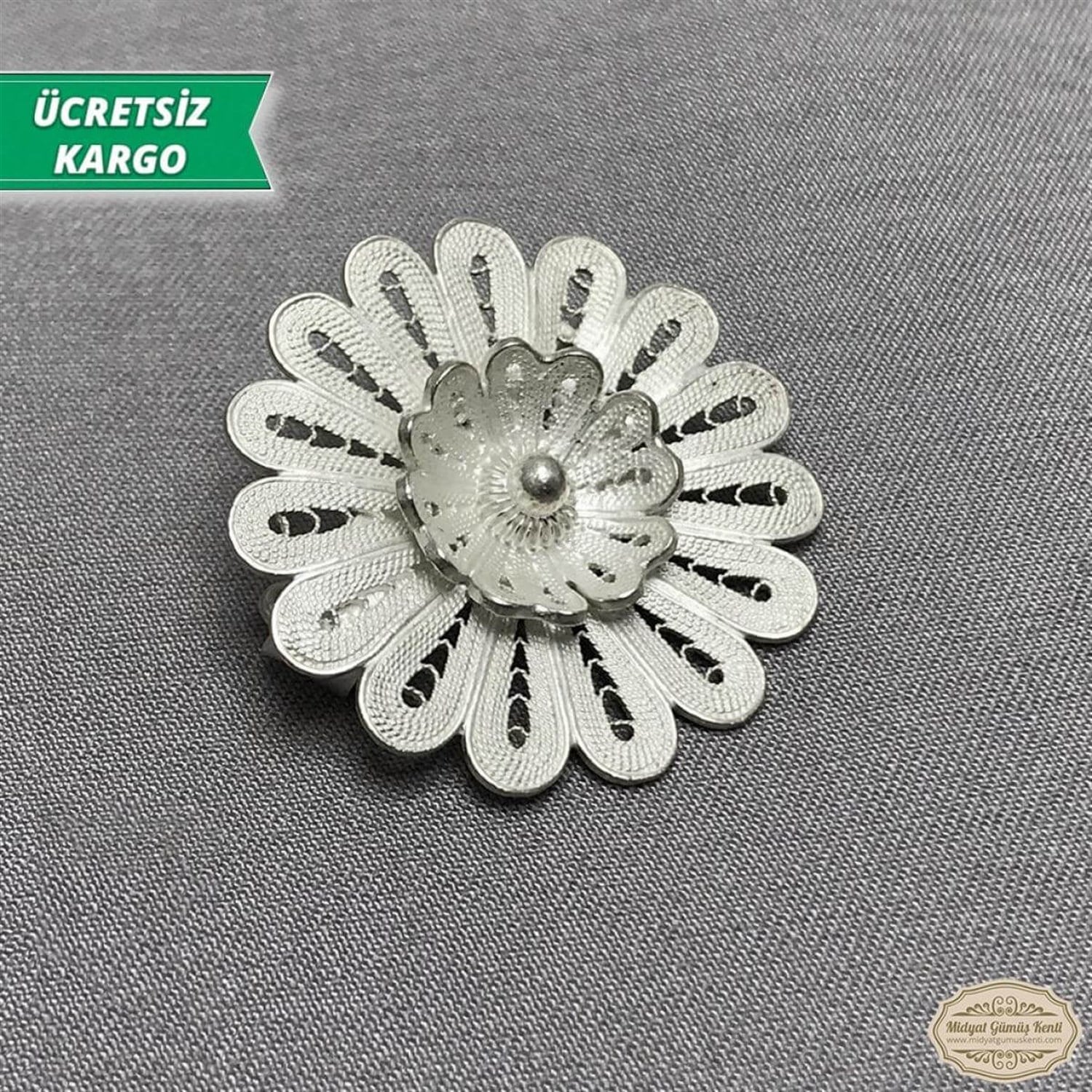 Ayçiçeği Model Telkari Bayan Gümüş Broş