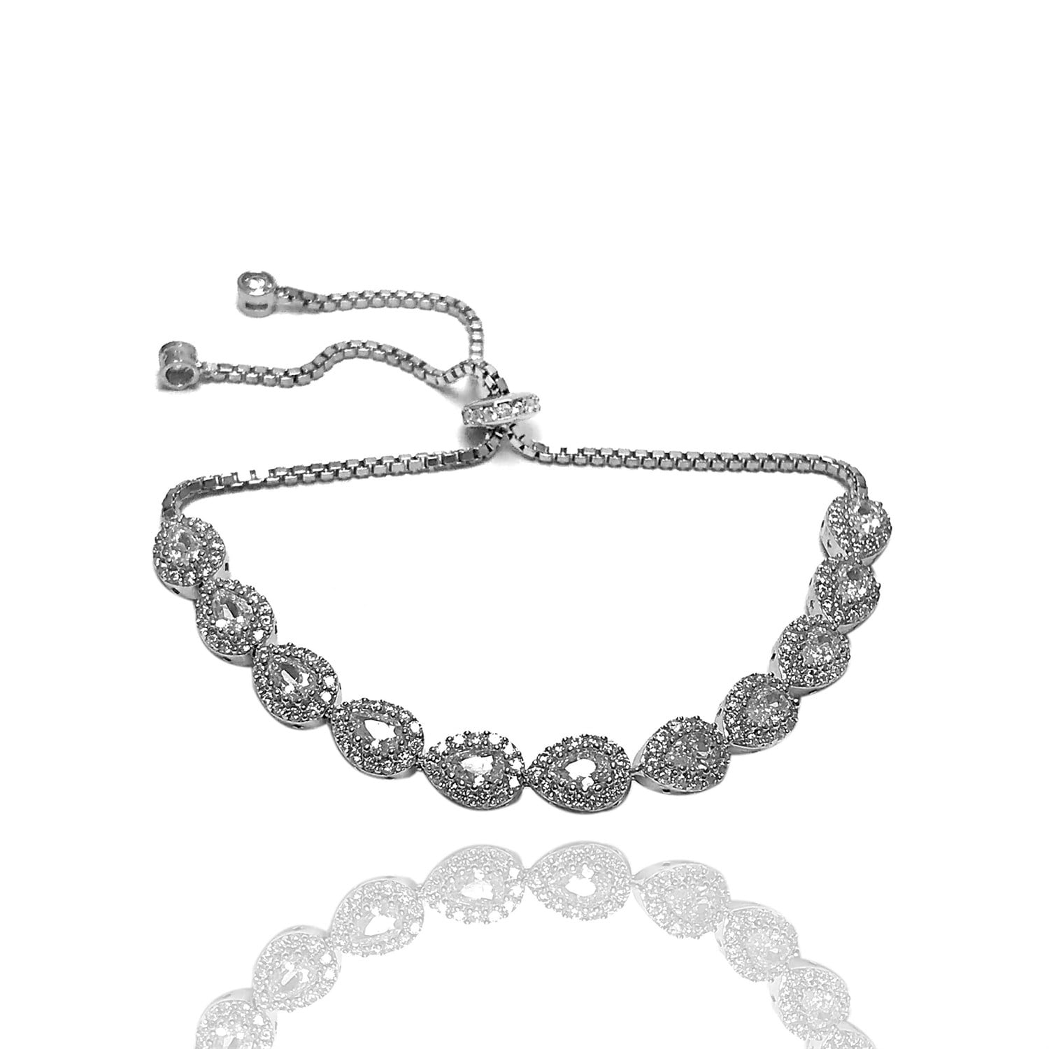 Beyaz Zirkon Taşlı 925 Ayar Damla Model Bayan Gümüş Set