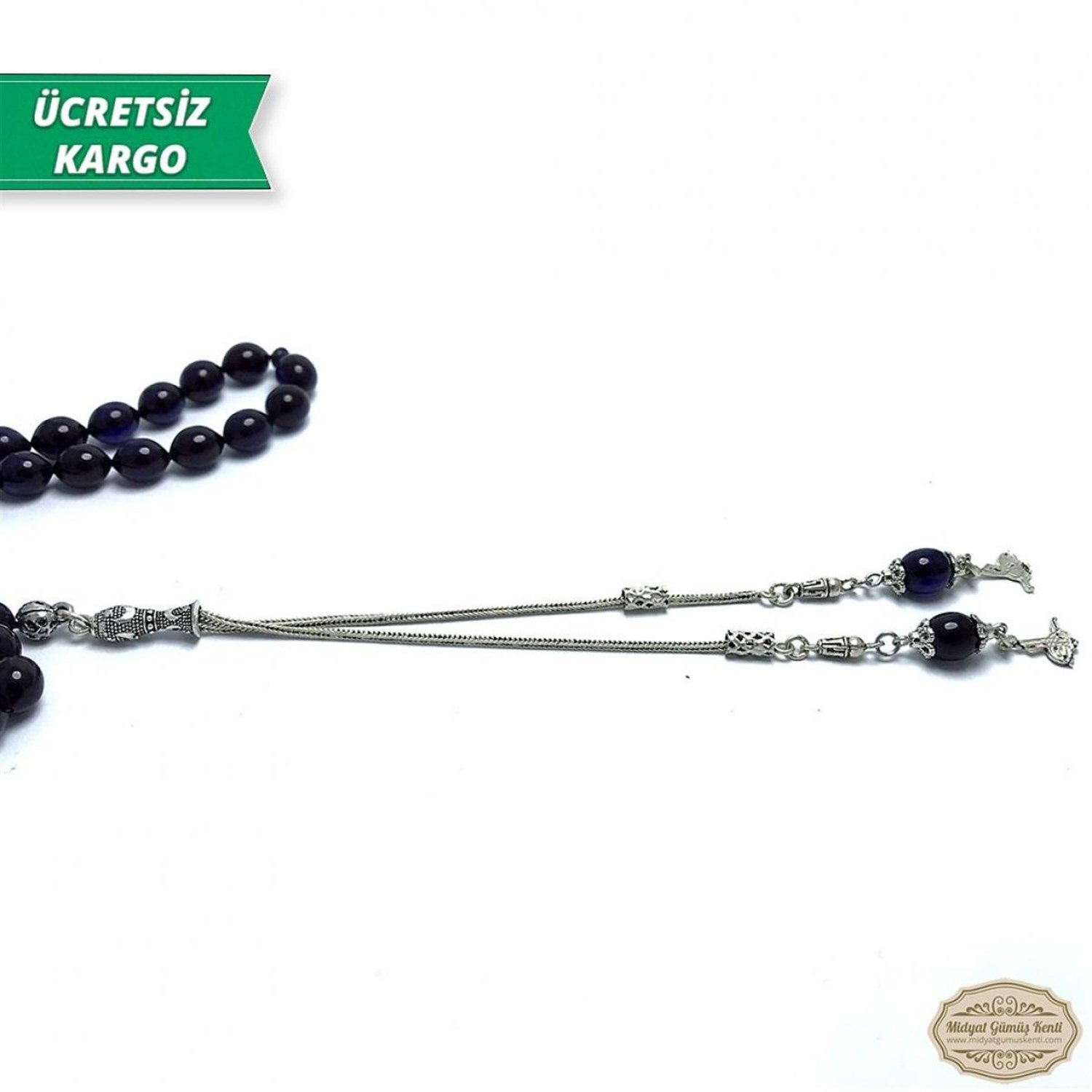 Beyzi Kesim Lacivert Mor Renkte Ateş Kehribar Tesbih
