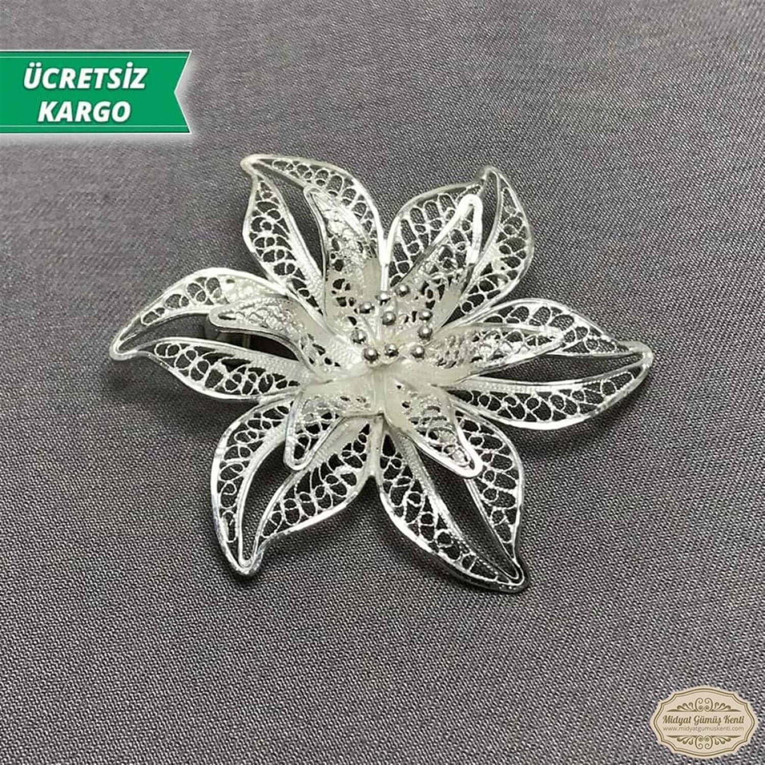 Çiçek Model Telkari Bayan Gümüş Broş
