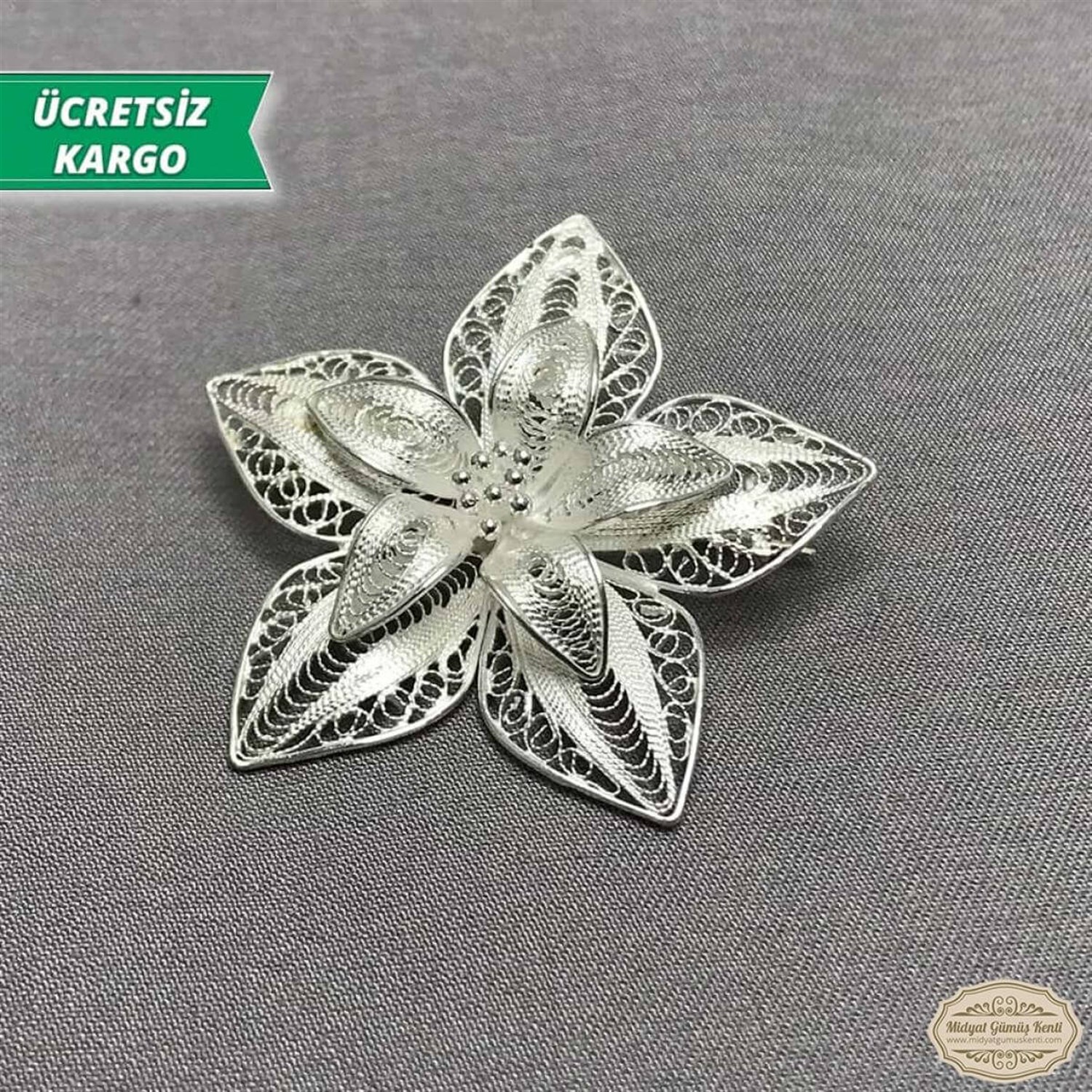 Çiçek Model Telkari Bayan Gümüş Broş