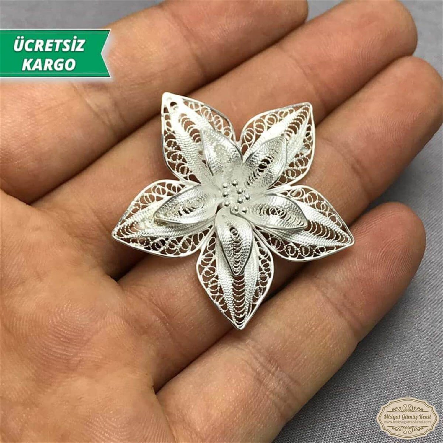 Çiçek Model Telkari Bayan Gümüş Broş