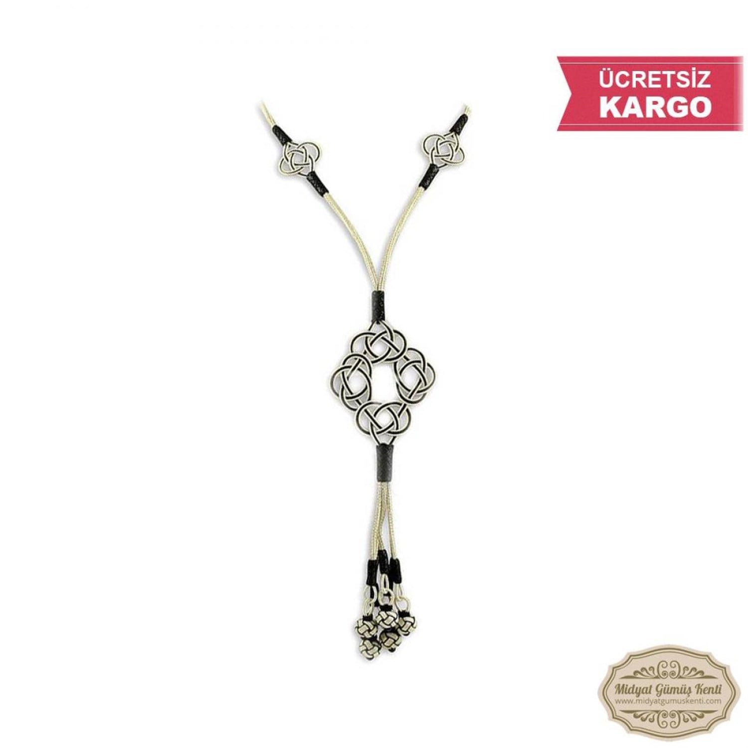 Dört Yonca Model Bayan Gümüş Kazaziye Kolye