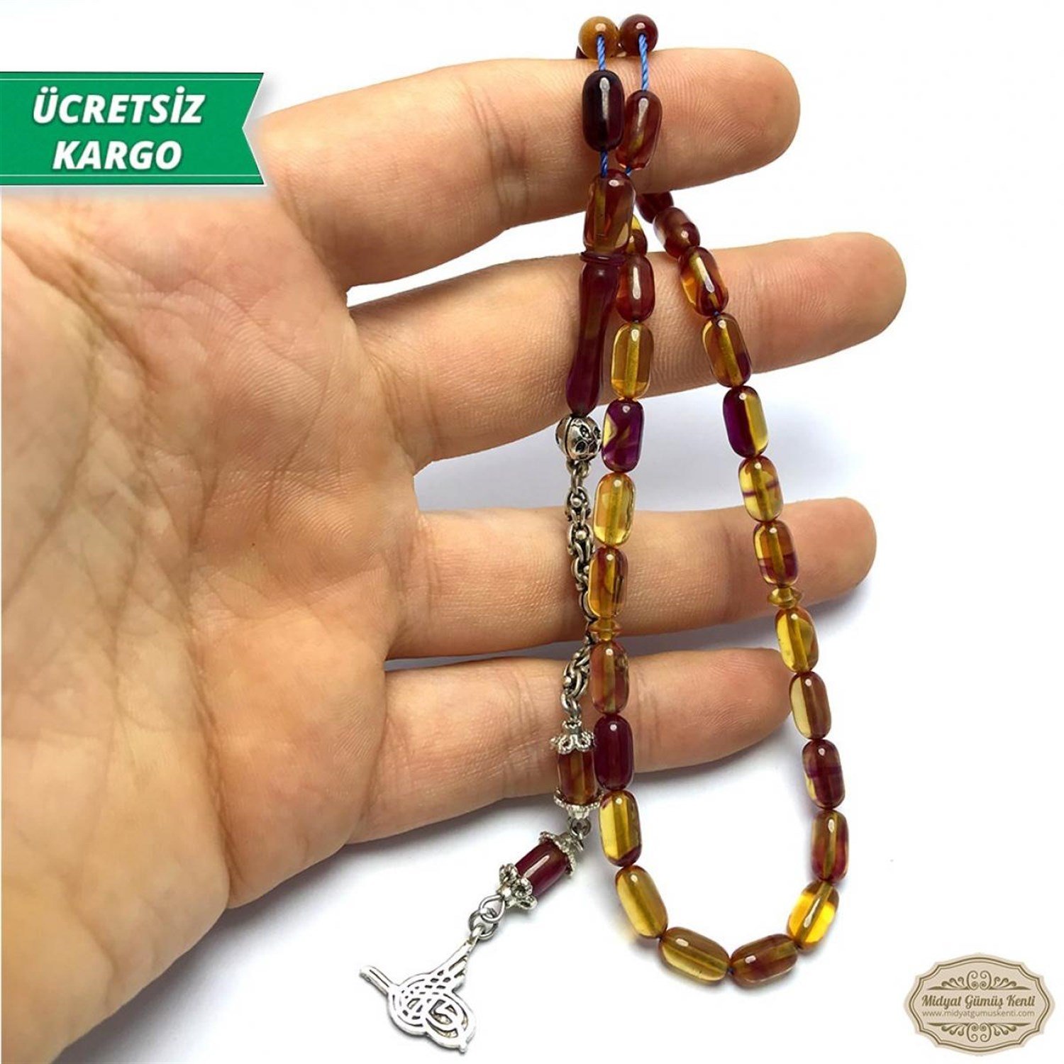Kapsül Kesim Mor Hareli Sıkma Kehribar Tesbih
