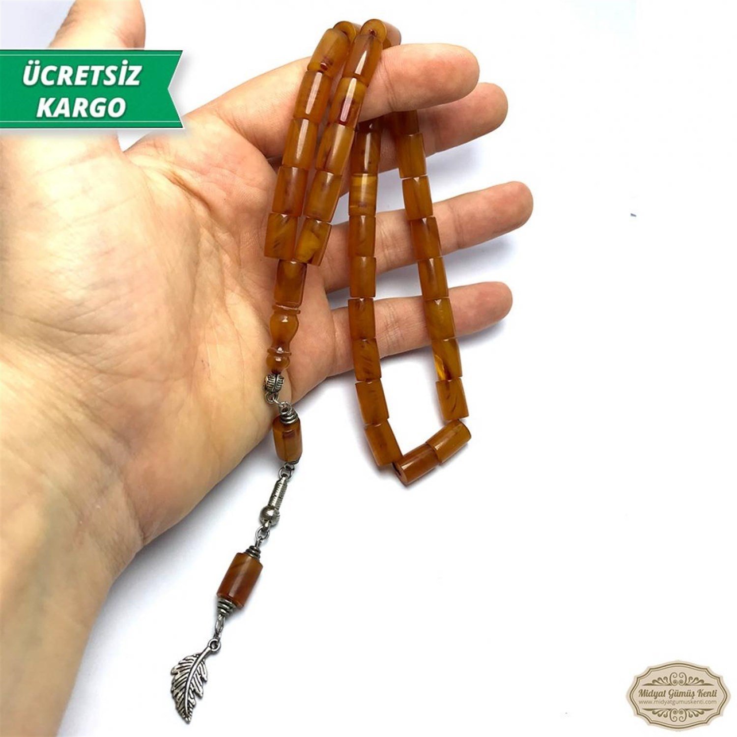 Kesme Kesim Kahverengi Sıkma Kehribar Tesbih
