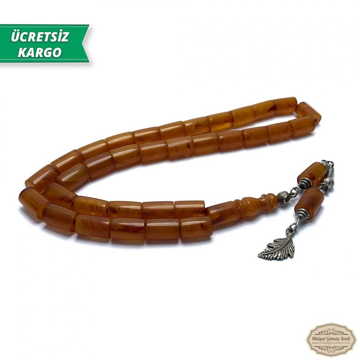Kesme Kesim Kahverengi Sıkma Kehribar Tesbih