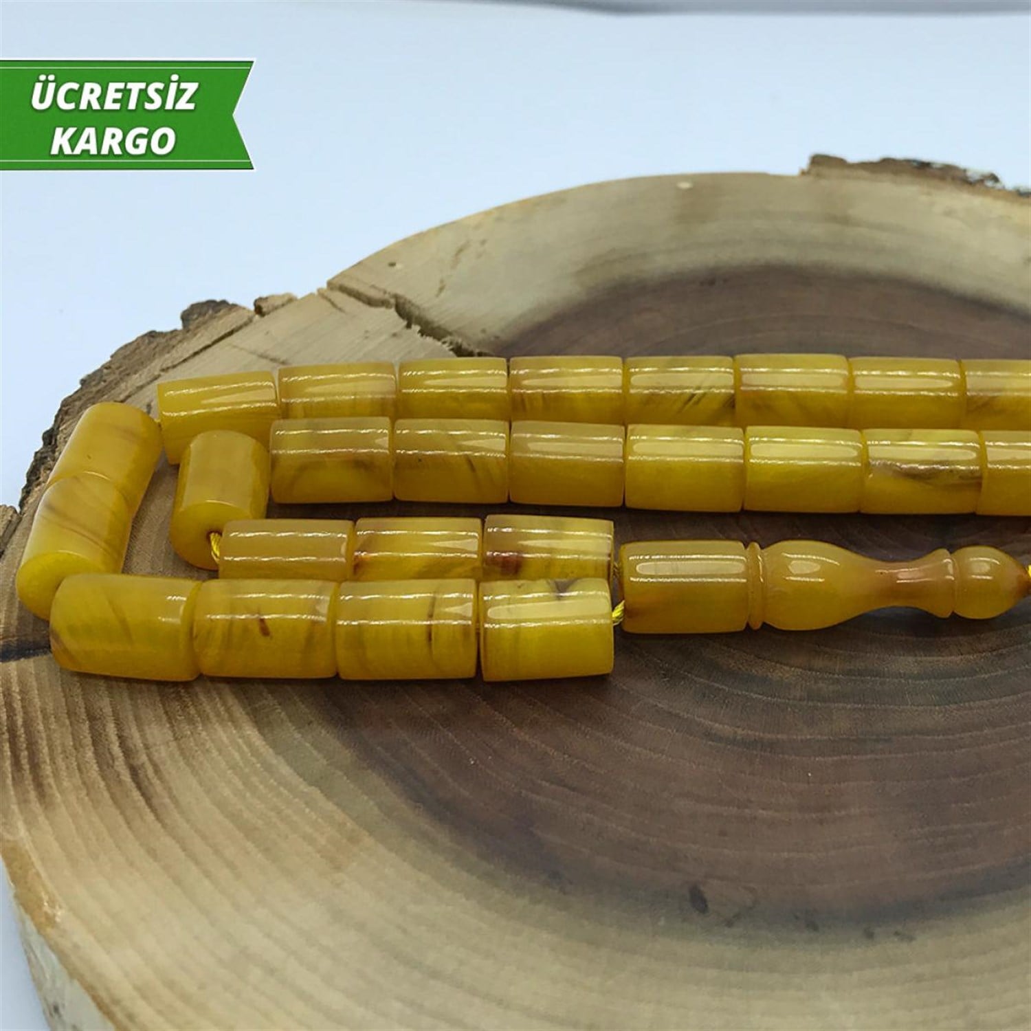 Kesme Kesim Sistem Püsküllü Sıkma Kehribar Tesbih