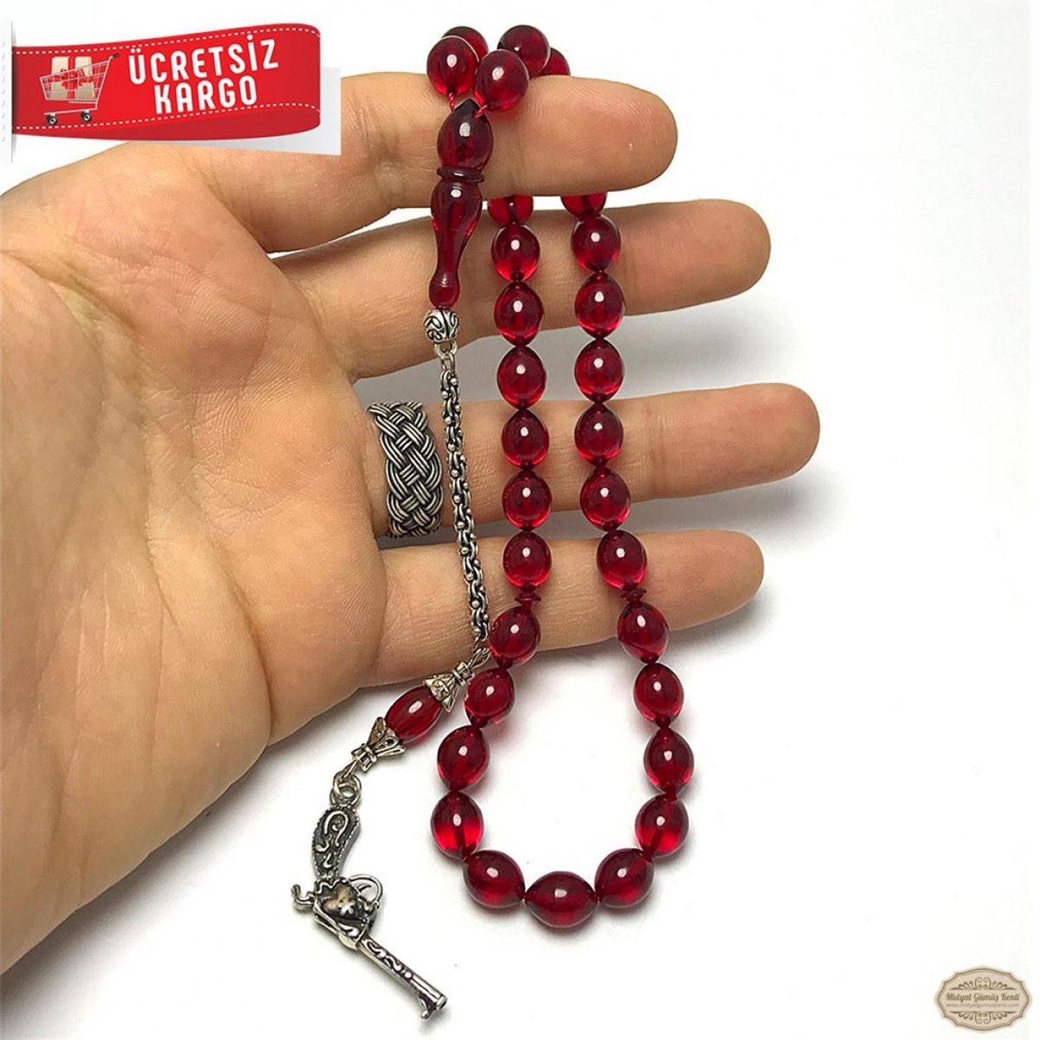 Koyu Kırmızı Sığırcık Kesim Ateş Kehribar