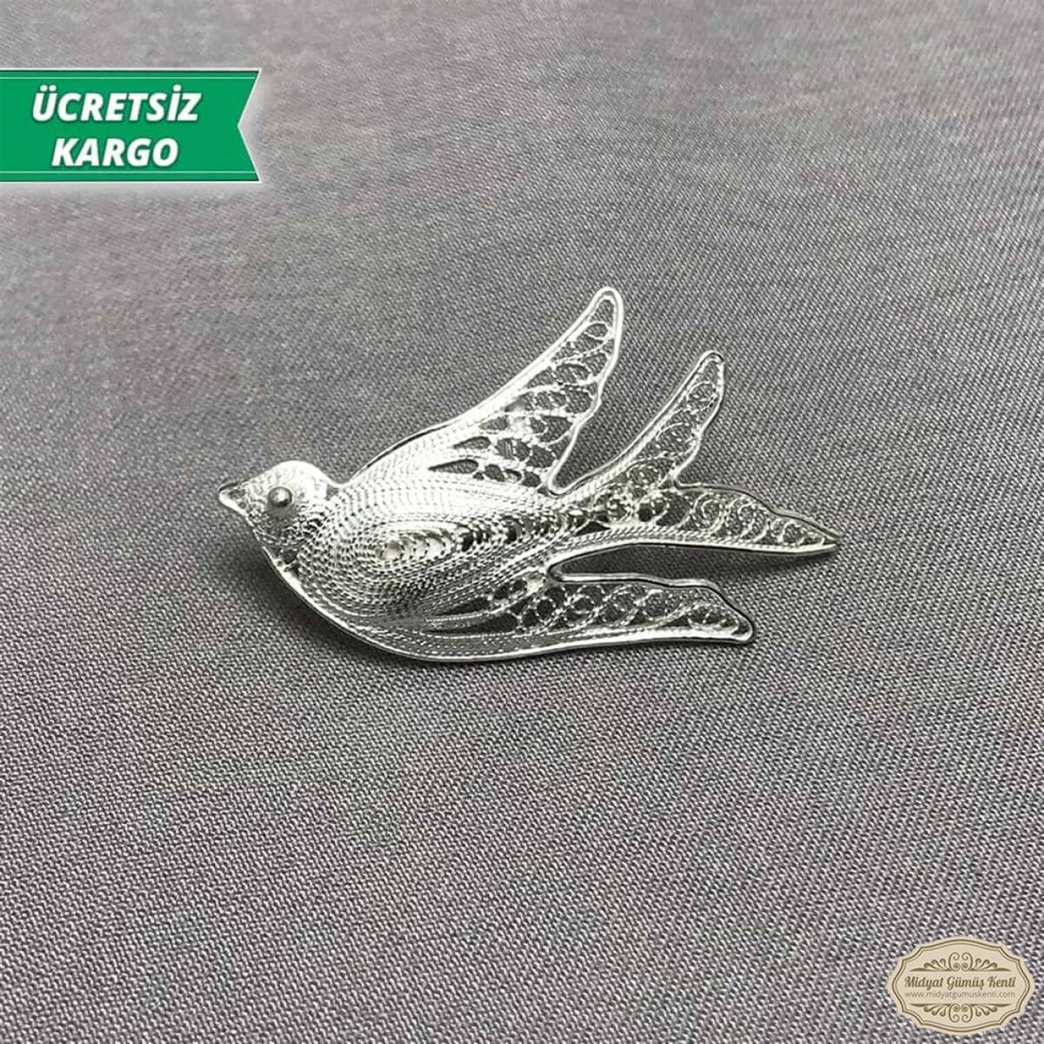 Kuş Model Telkari Bayan Gümüş Broş