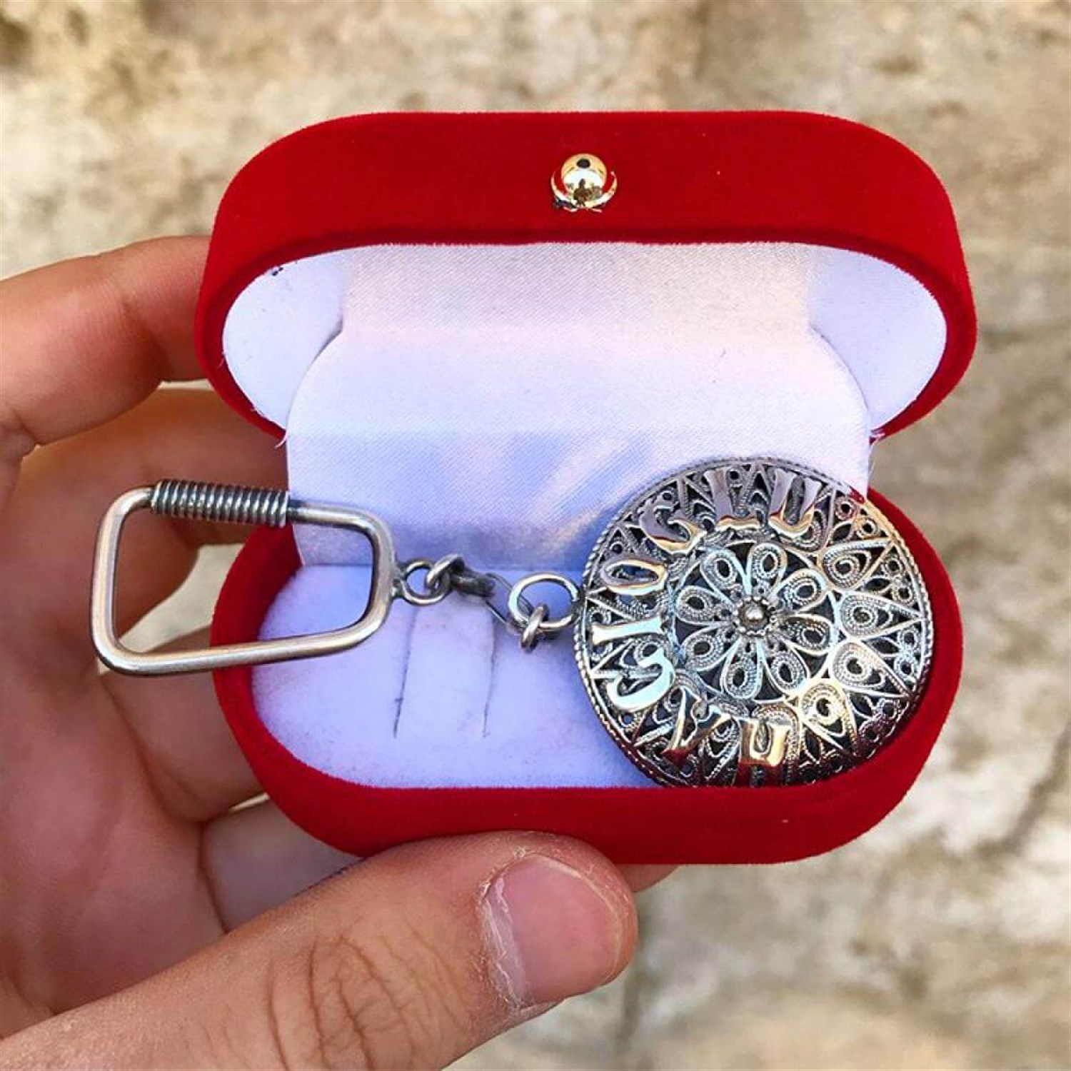 Midyat Elişçiliği Oksitli Telkari isimli Gümüş Anahtarlık