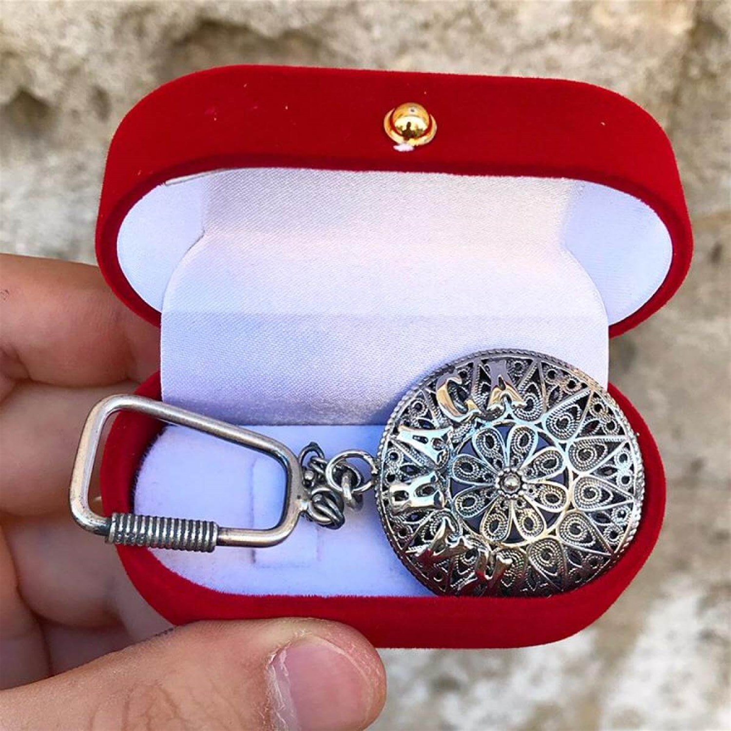Midyat Elişçiliği Oksitli Telkari isimli Gümüş Anahtarlık