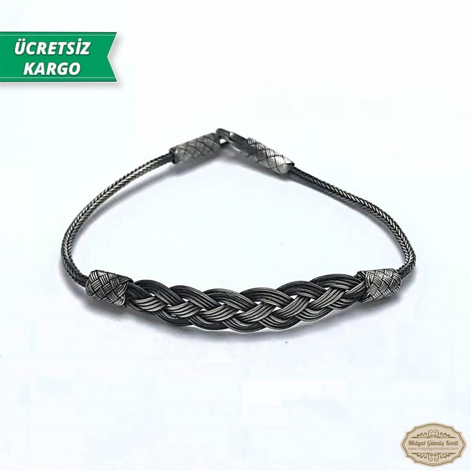 Örgü Model 1000 Ayar Gümüş El Örmesi Erkek Bayan Bileklik 