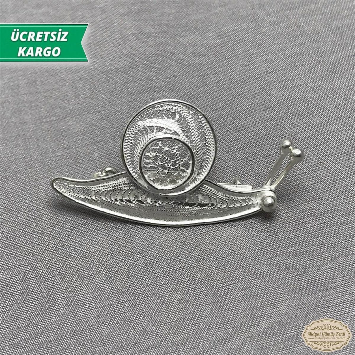 Salyangoz Model Telkari Bayan Gümüş Broş