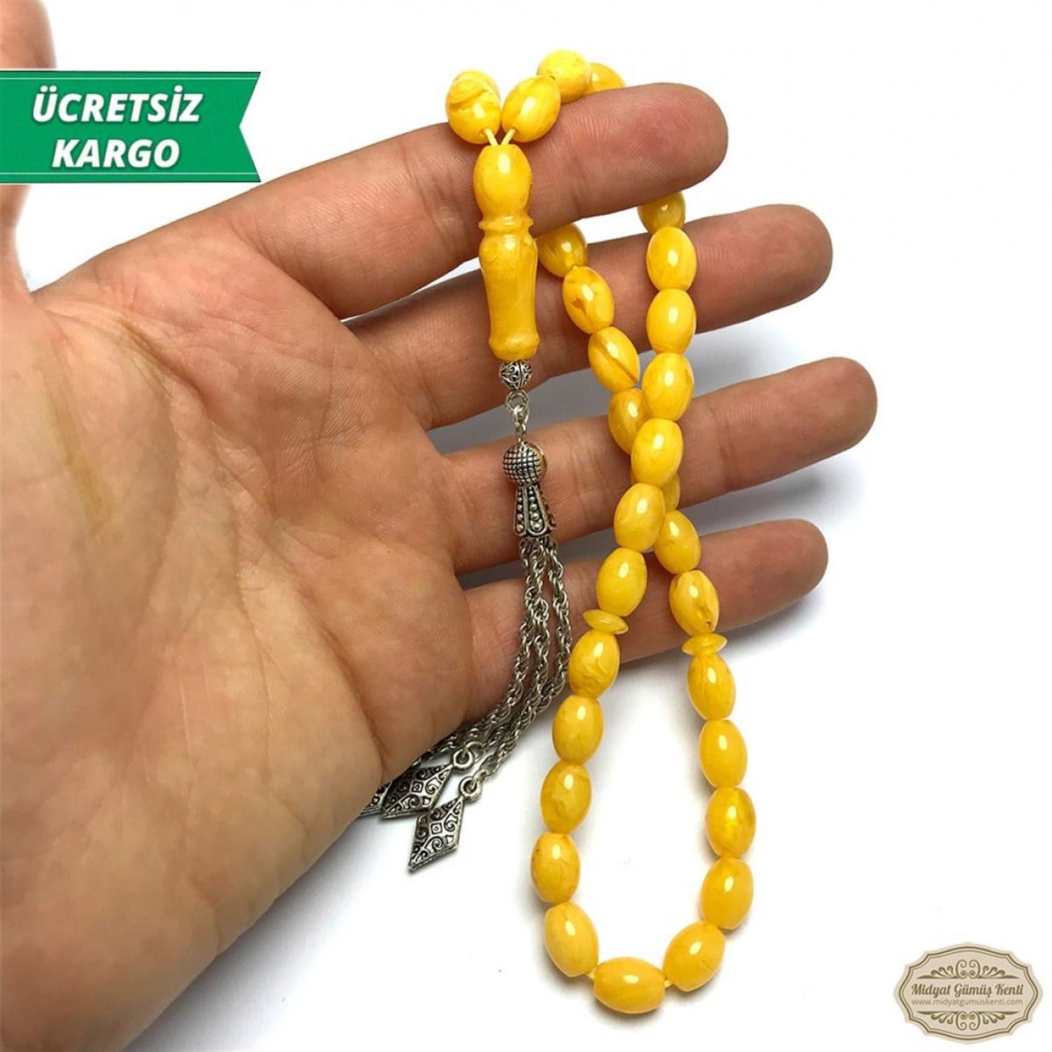 Sarı Renk Beyrut Damlası Kokulu Toz Kehribar Tesbih